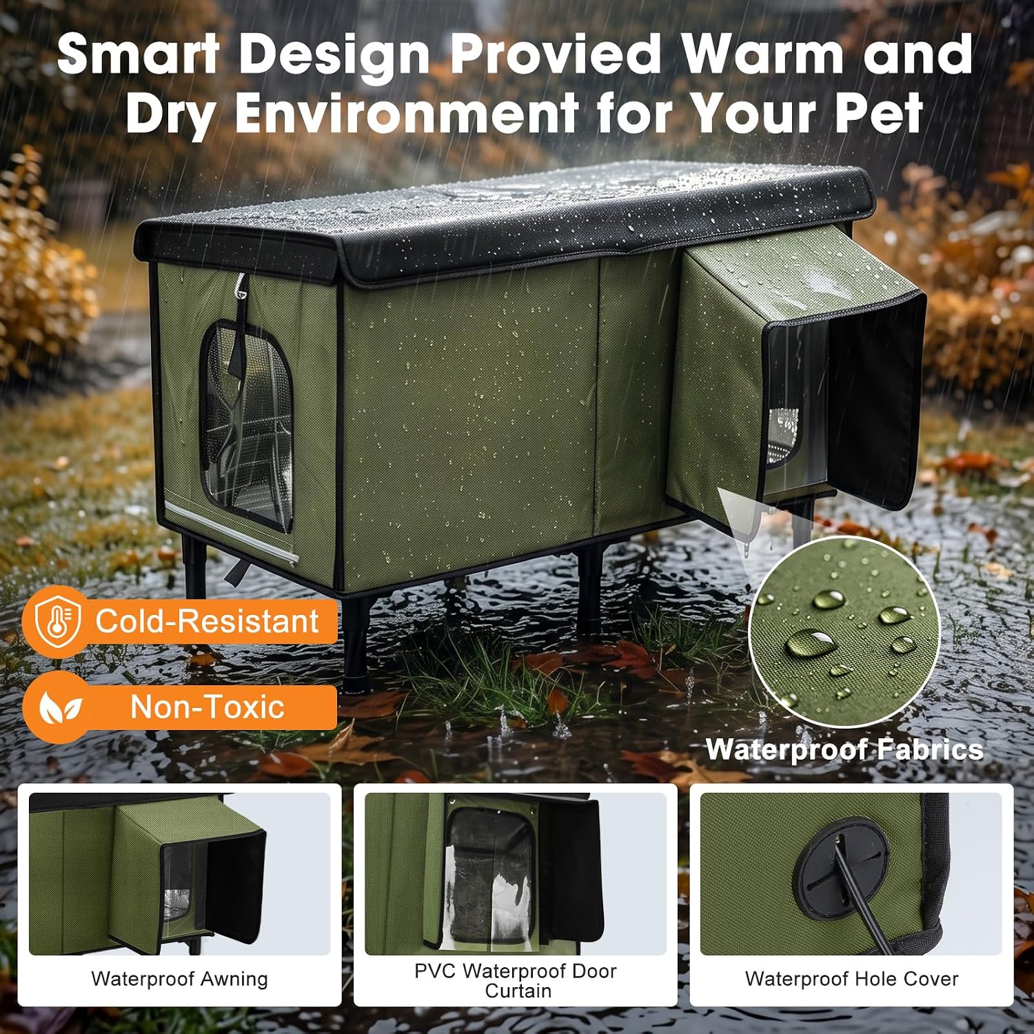 Detalle de SHU UFANRO TK-HPP6030T Heated Outdoor Cat House, Insulated and Waterproof