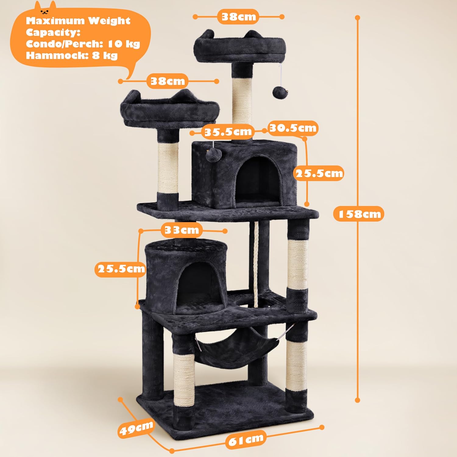 Thumbnail 2 de Yaheetech 158cm Cat Tree Tower