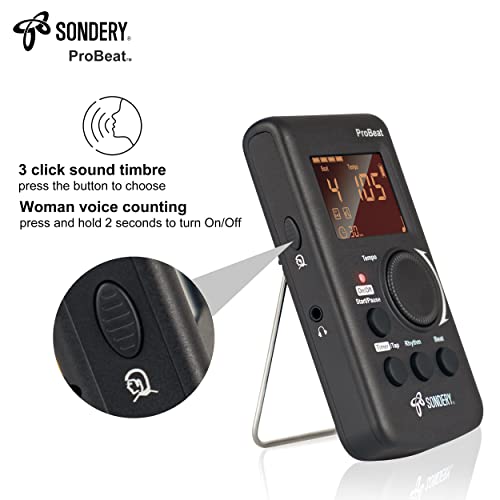 Detalle de Sondery ProBeat Digital Metronome: Rechargeable Vocal Counting for Piano, Guitar, Drum