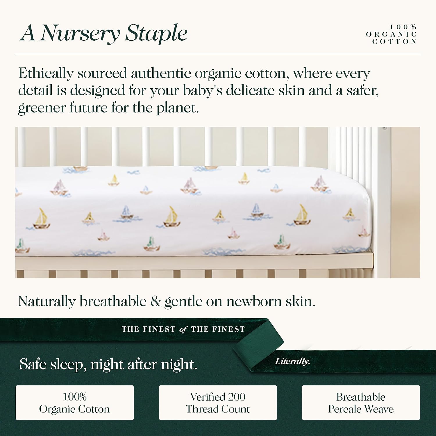 Detalle 2 de THE LINEN COMPANY NEW YORK BFS-3-BD Organic Cotton Bassinet Sheets, 3-Pack, Watercolors