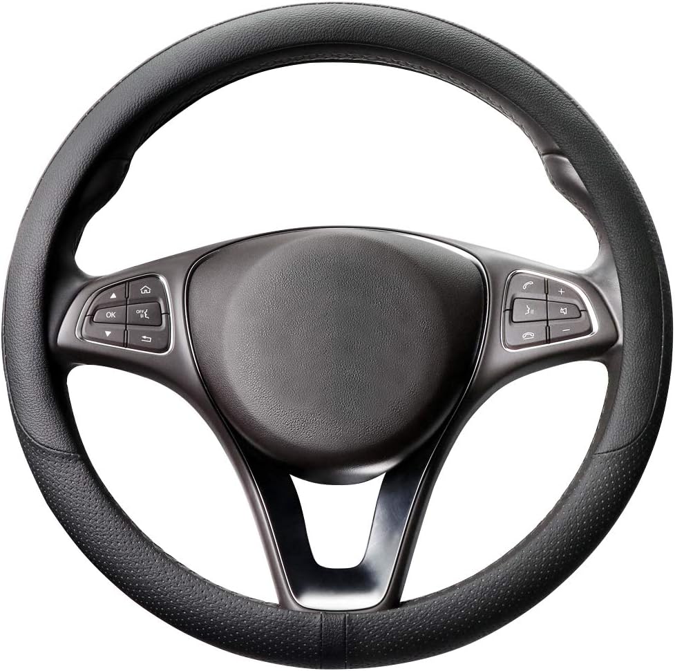 Detalle de COFIT Coprivolante Auto in Pelle Microfibra Traspirante e Antiscivolo per Volanti 37–38 cm, Nero