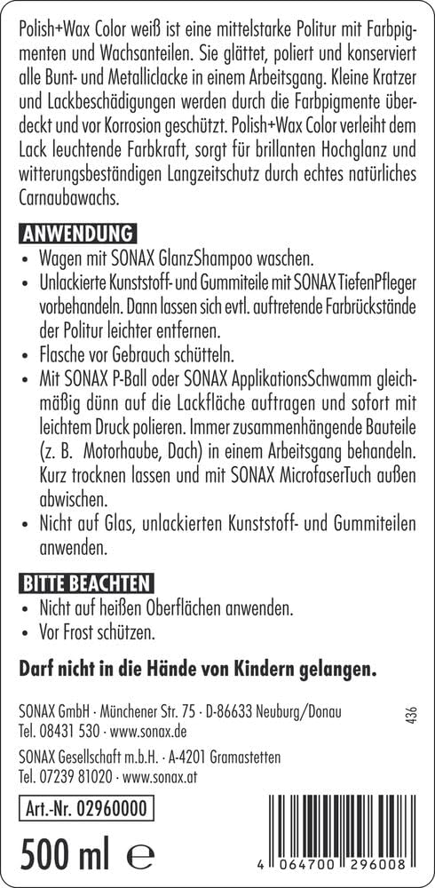 Thumbnail 1 de SONAX Polish+Wax Color weiß 500 ml Politur
