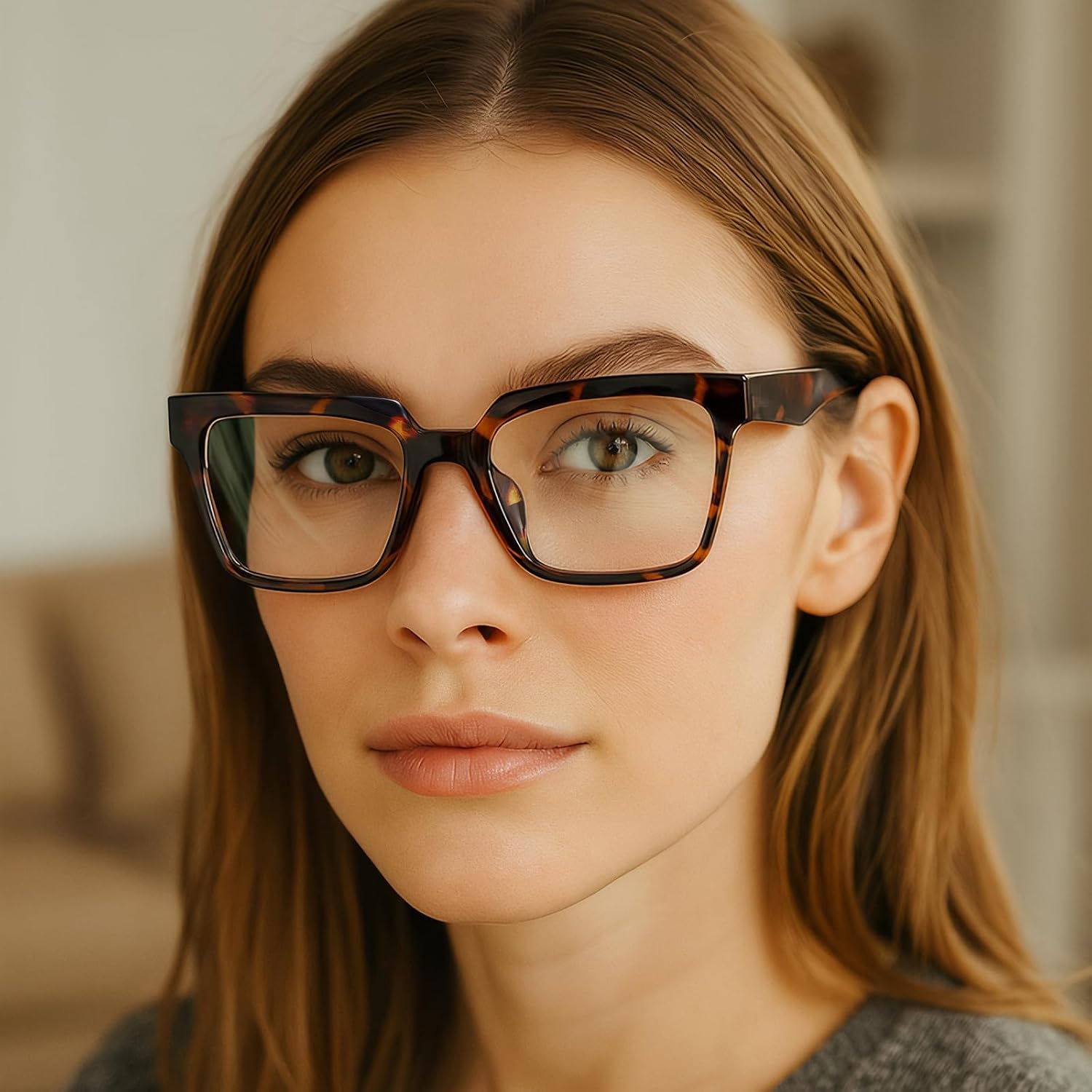Detalle 2 de kimorn Blue Light Blocking Glasses Oversized – Fashionable, Anti-Eye Strain and UV Protection