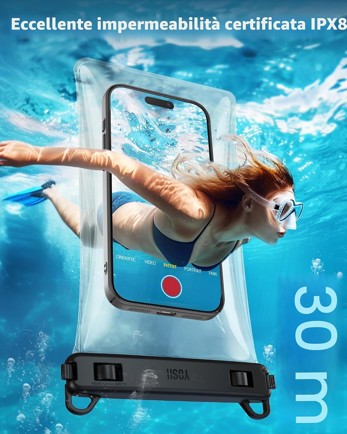 Detalle de YOSH Galleggiante Custodia Impermeabile per Smartphone – 3D senza cuciture, IPX8, fino a 7,5