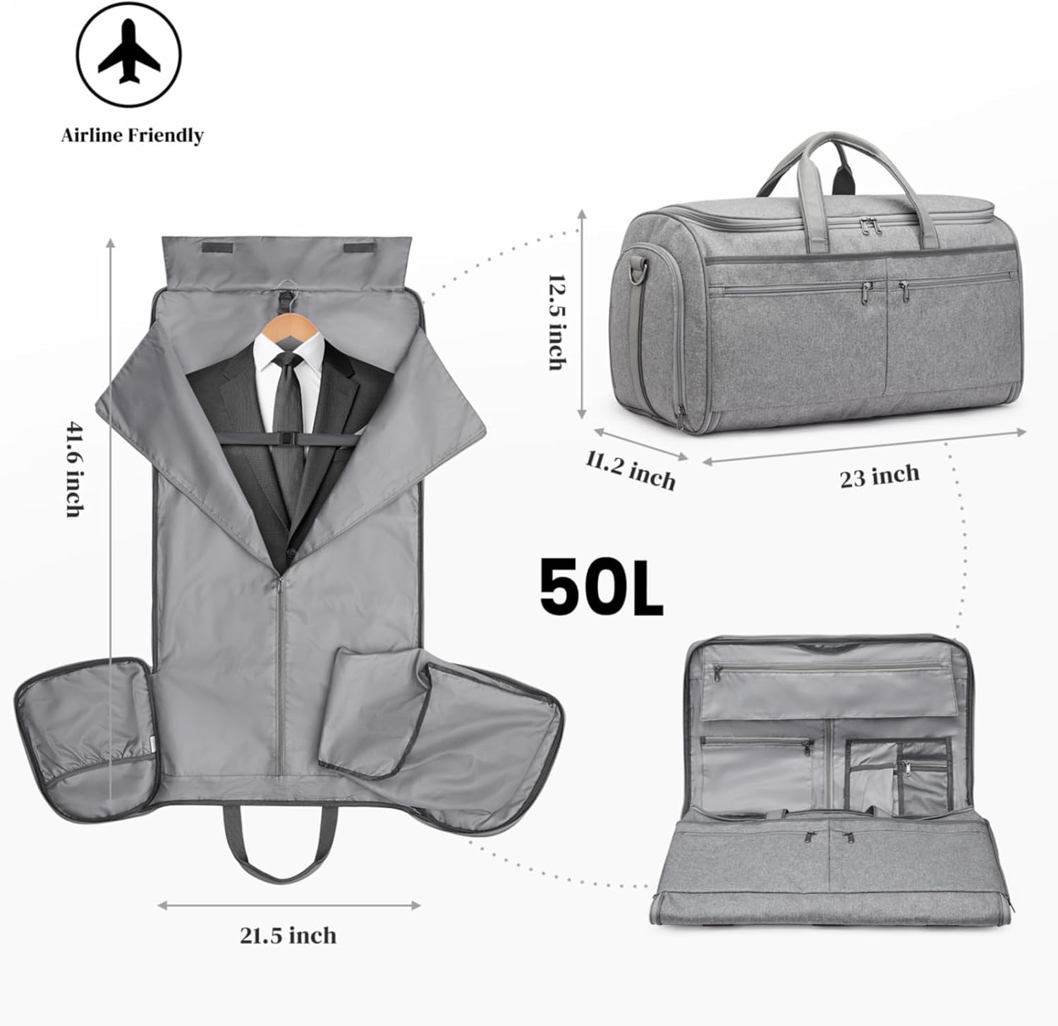 Detalle de S-ZONE Sac à Vêtements Convertible 55 L