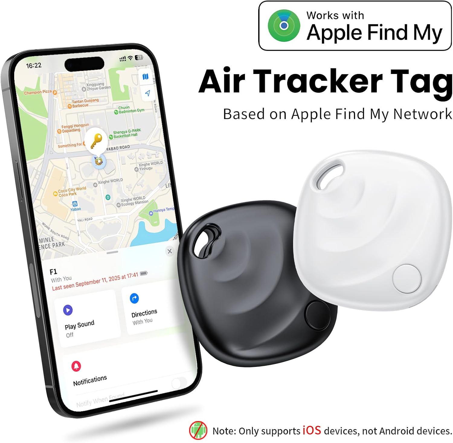 Thumbnail 1 de Nouveau [Certifié Apple MFi] Air Tracker Tags Lot de 4 — Localisateur Bluetooth 5.3 pour iOS