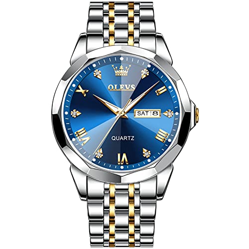 Detalle de OLEVS Montre Homme Quartz Index Diamants Acier Inoxydable Étanche Lumineuse Date – Luxe pratique