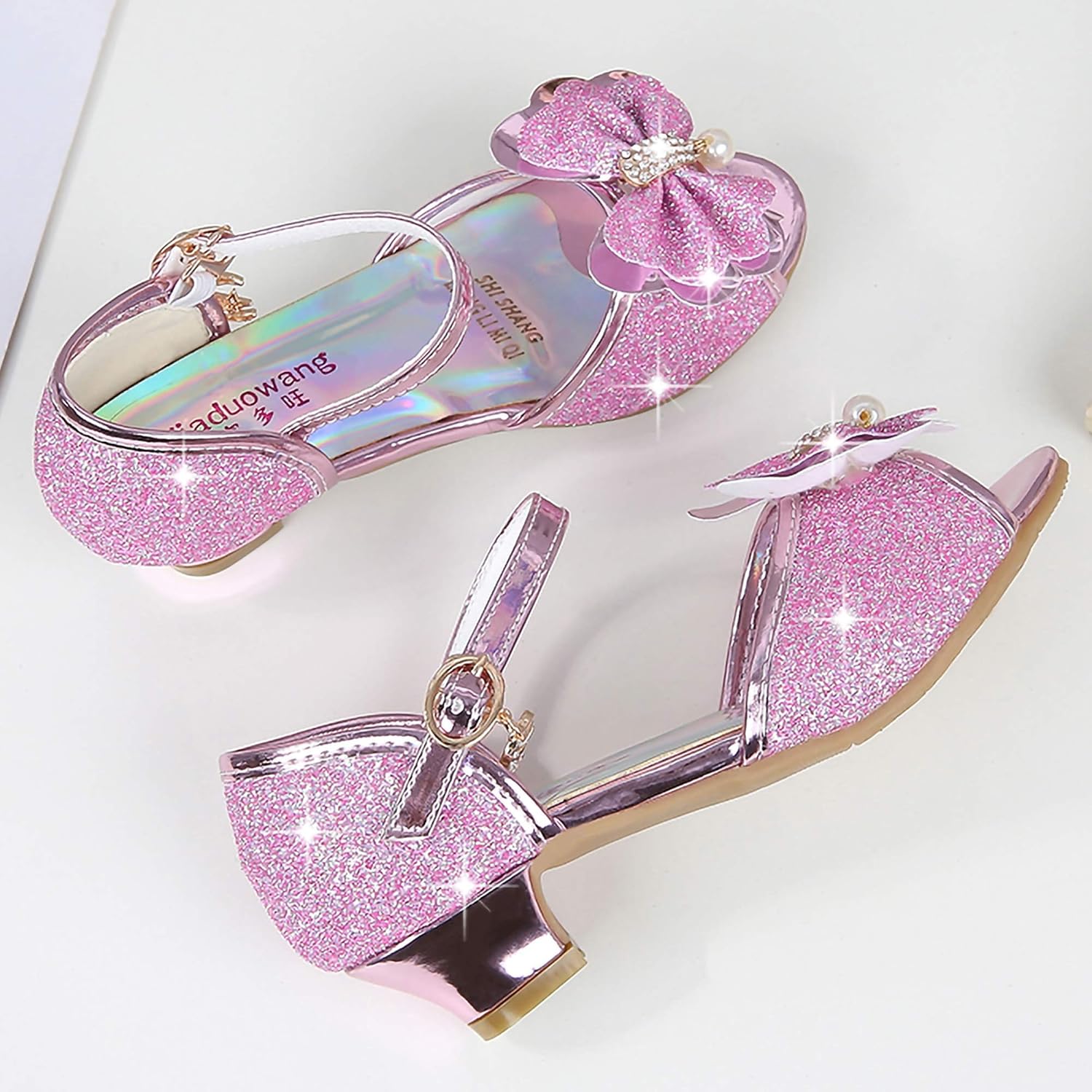Thumbnail 1 de New front – Chaussures à talon haut danseuses pour fille, sandales à strass avec fermeture Velcro