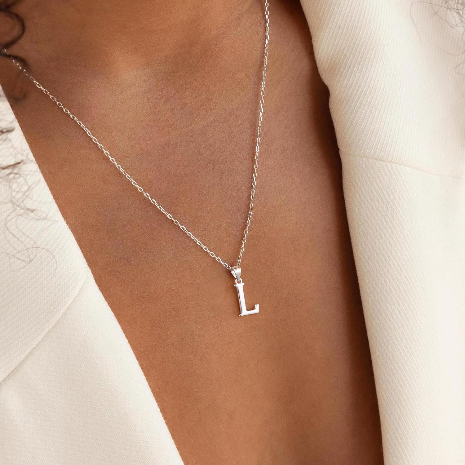 Thumbnail 2 de TINGN Halskette Damen Silber 925 Initialanhänger – hypoallergene Silberkette mit Geschenkbox