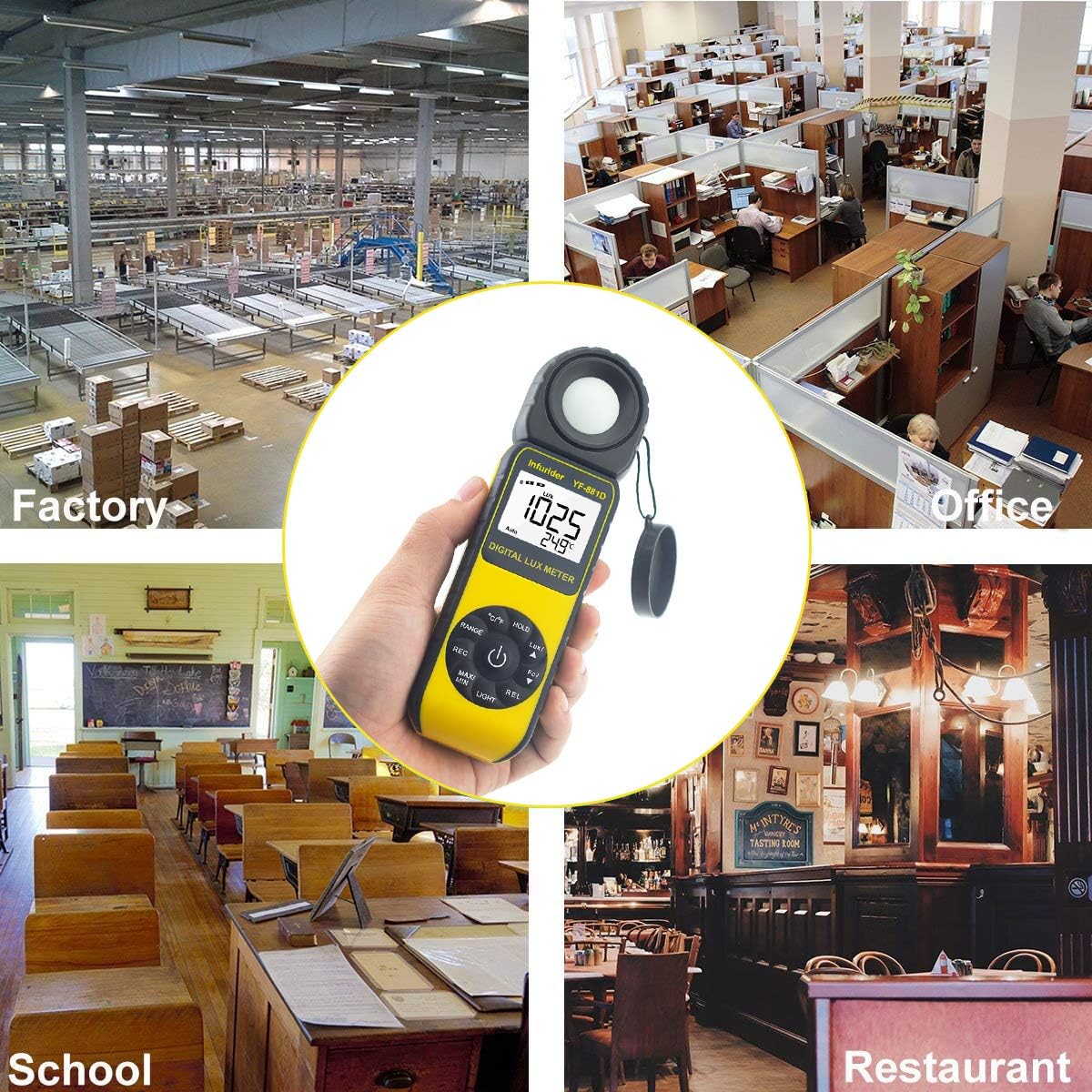 Thumbnail 5 de INFURIDER YF-881D Light Meter Lux Meter: Digital Illuminance with Rotatable Sensor