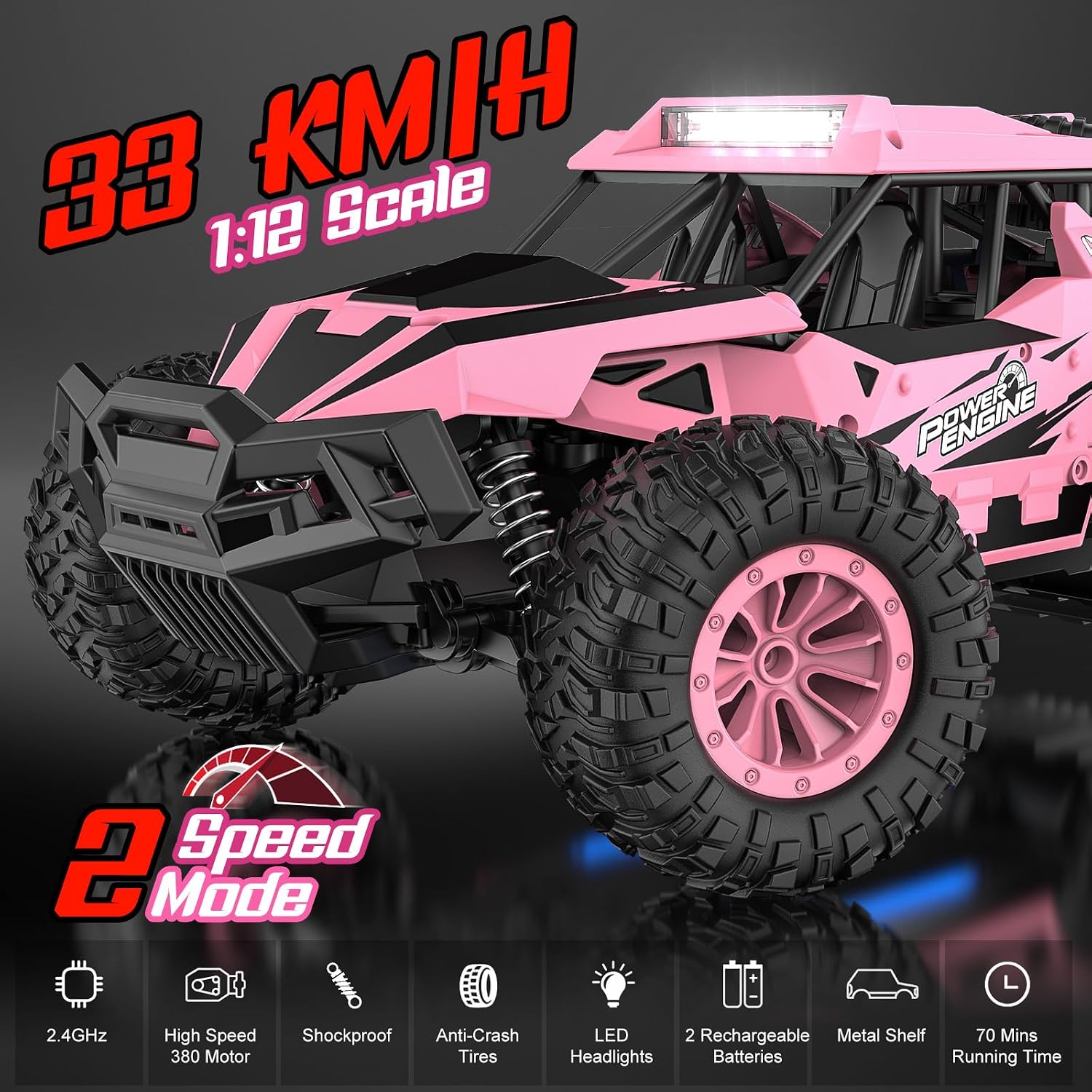 Thumbnail 1 de BLUEJAY 1809 1:12 RC Monster Truck, 33 km/h, 2.4GHz, LED Lights