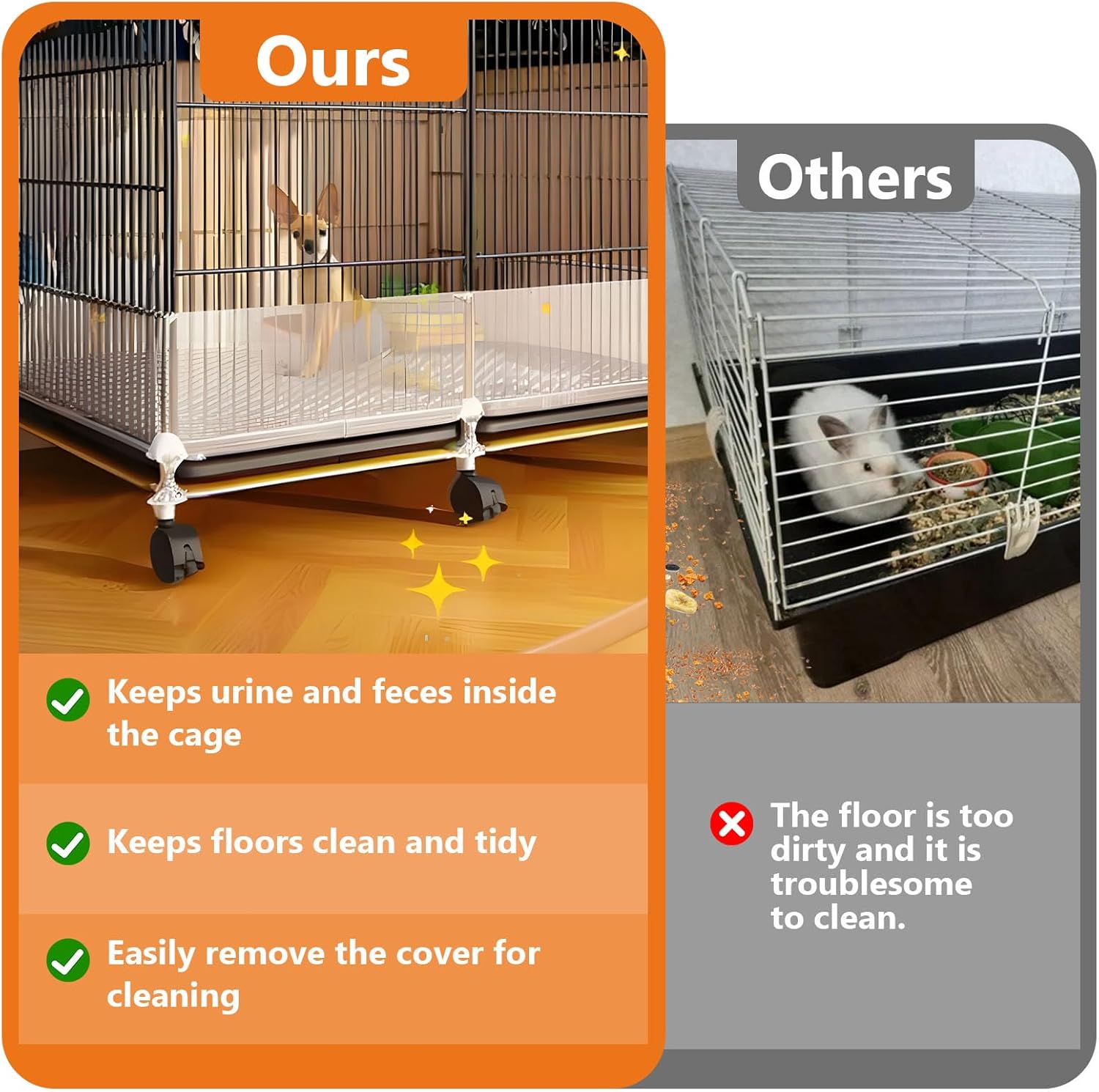 Detalle de Tryora Pet Cage Liner Panels 12PCS + 100 Cable Ties – Clear PVC Urine Guard for Small Animal Cages