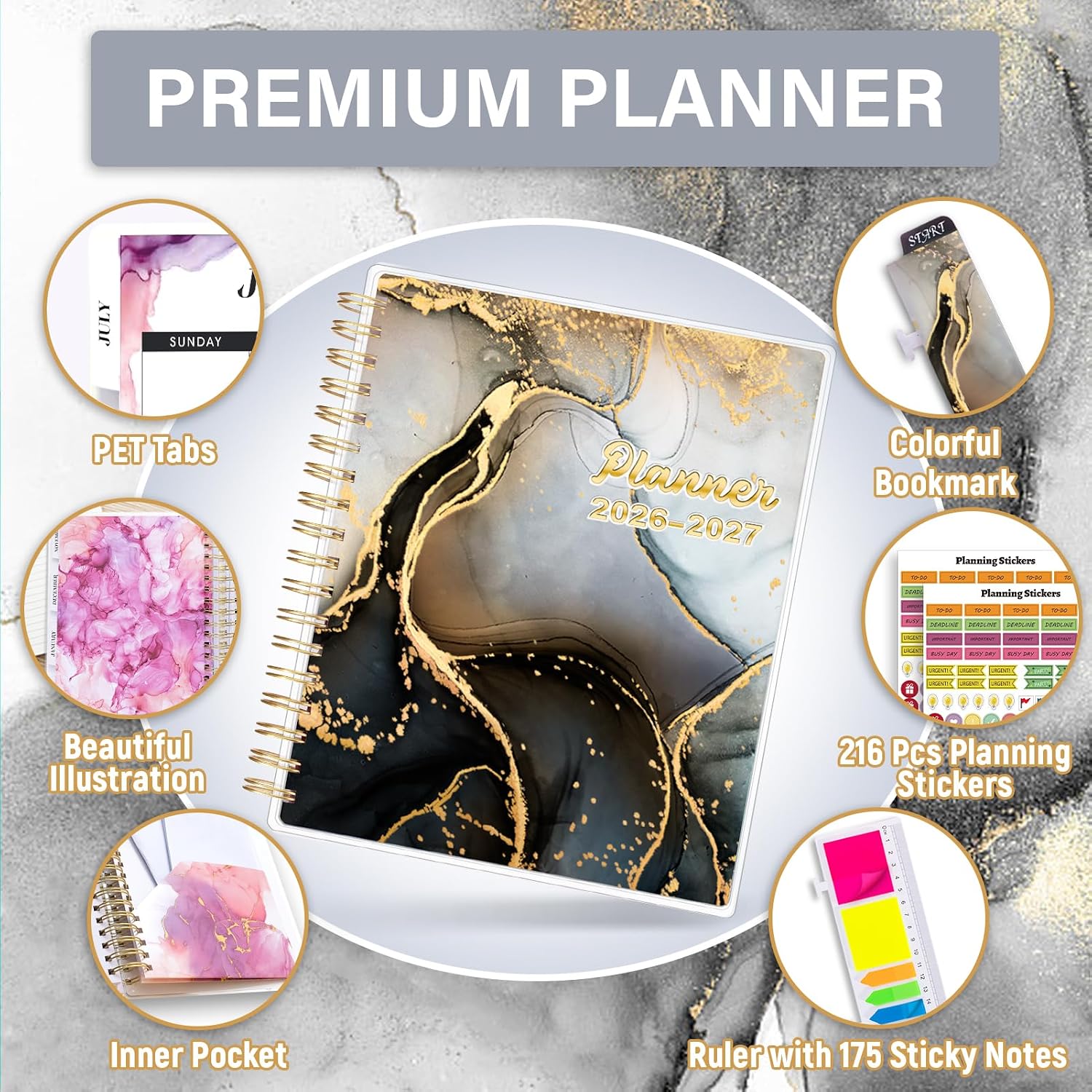 Detalle 2 de montcool MCOPAPBK2407 18-Month Academic Planner with Weekly and Monthly Views