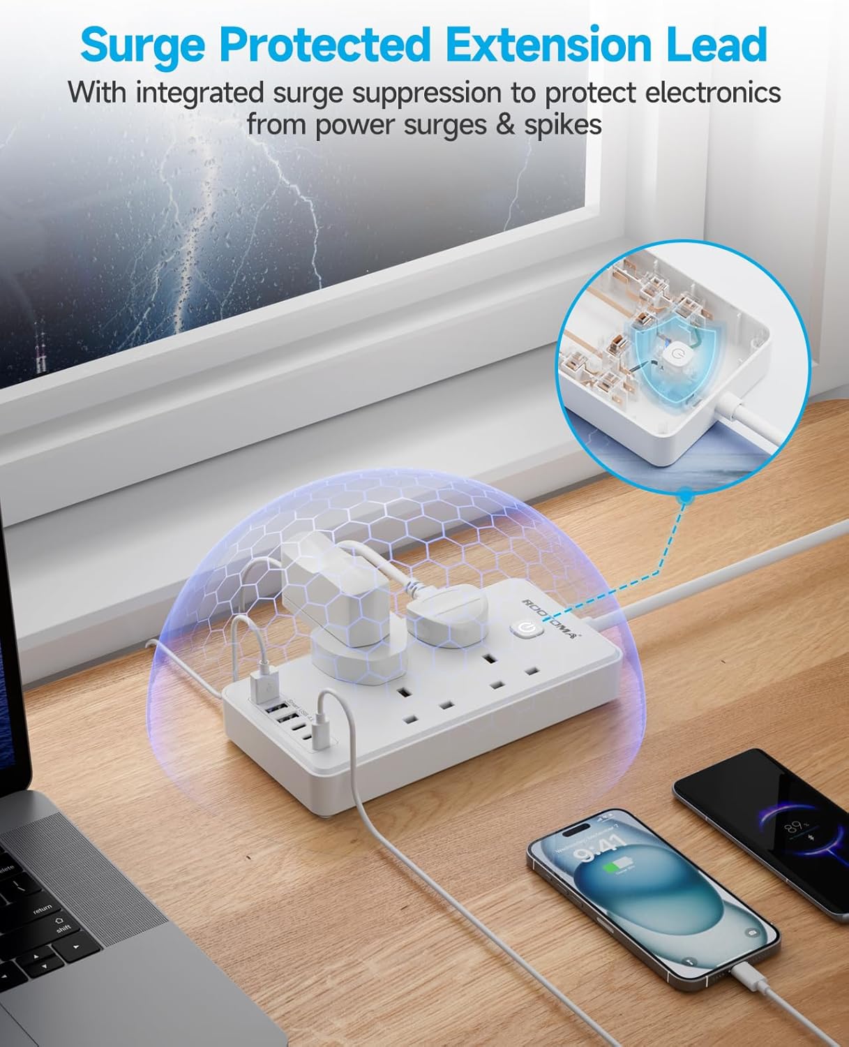 Thumbnail 3 de Extension lead 6 USB slots 1.5m