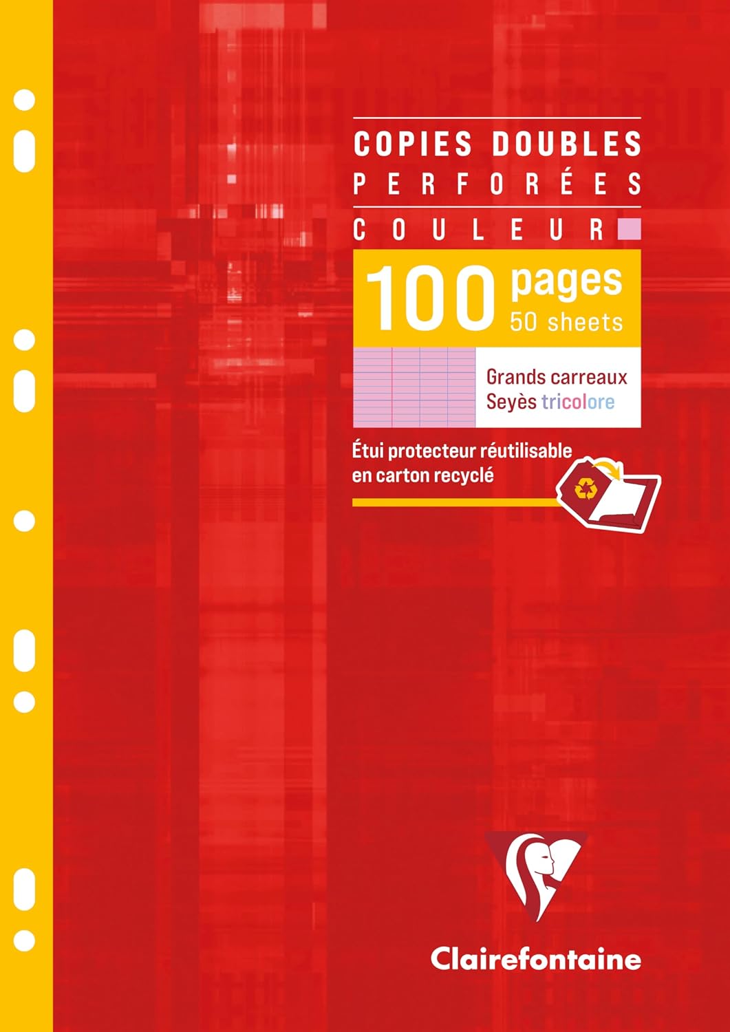 Detalle 2 de Clairefontaine 47111C Étui de Copies Doubles Perforées A4 200 Pages — Couleurs Assorties