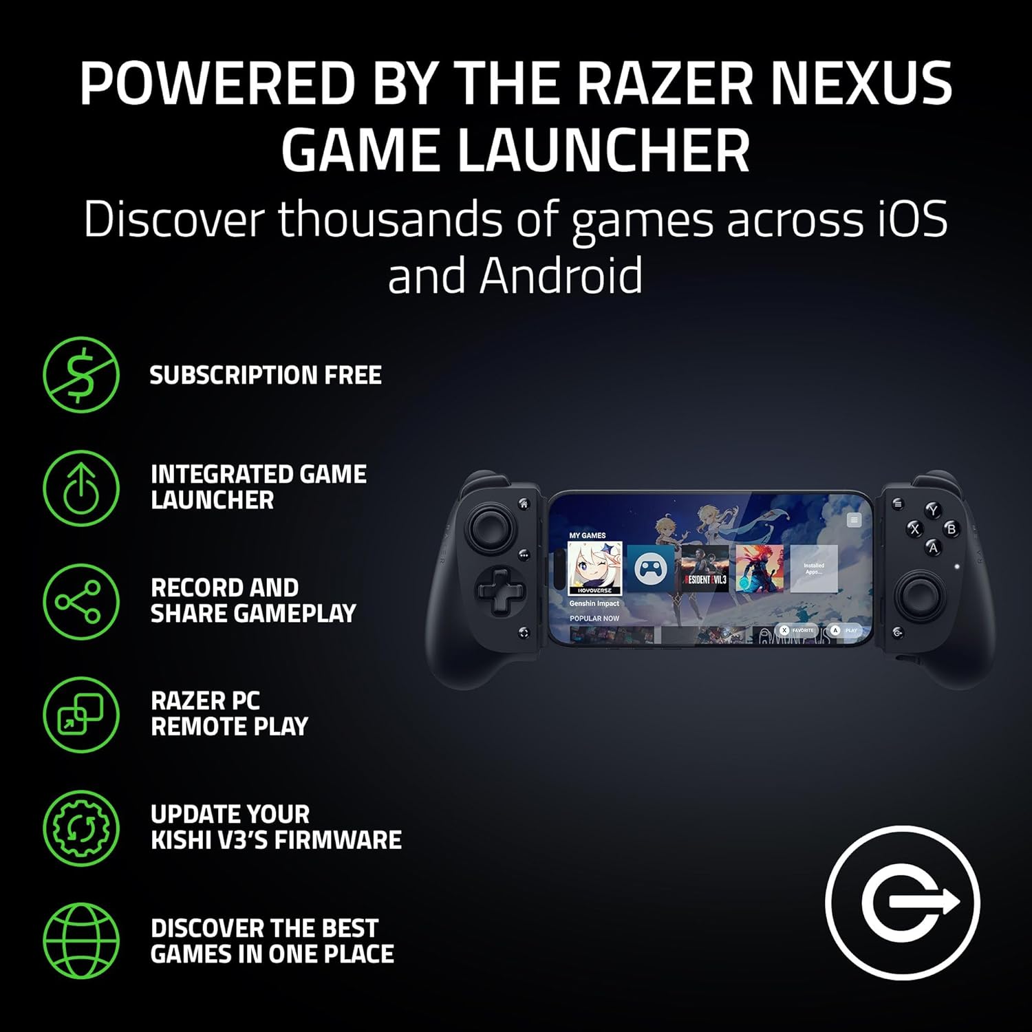 Thumbnail 5 de Razer Kishi V3 Full-size mobile controller for iPhone and Android (USB-C plug-and-play) – Anti-drift sticks, 12 buttons, Nexus App