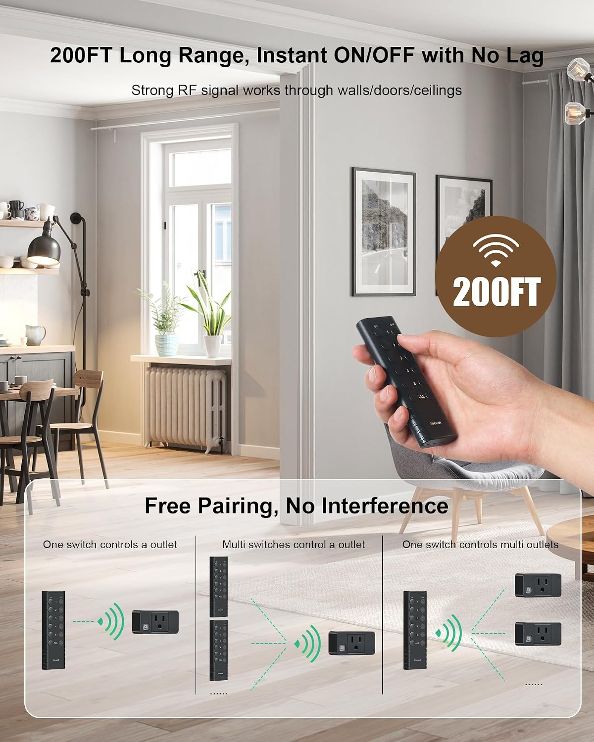 Detalle de treewell THRS25E Remote Control Outlet, 200-Foot Range, 5 Outlets