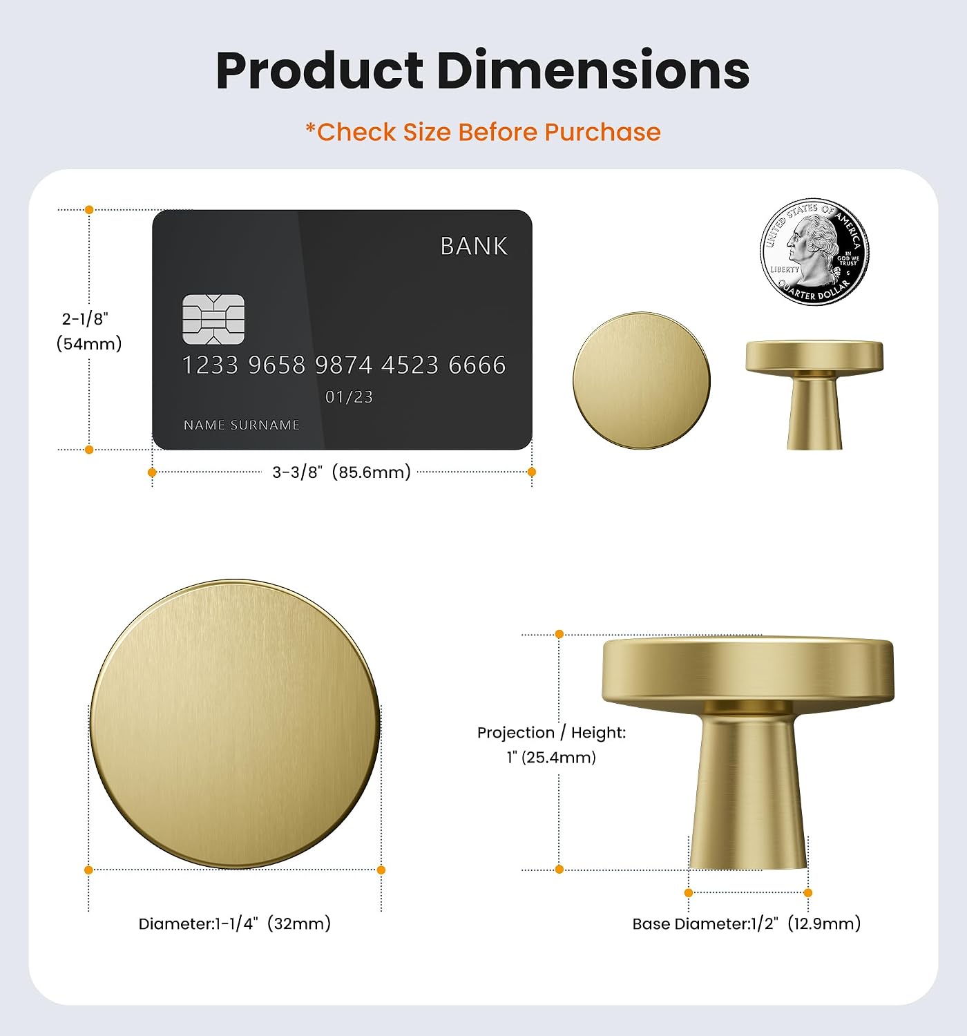 Detalle 2 de Veise Cabinet Knobs, 1-1/4 Inch