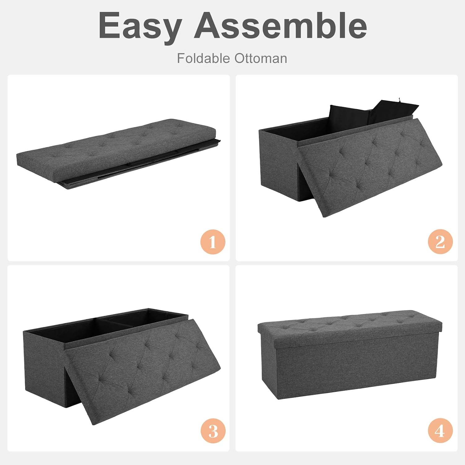 Detalle 2 de Sweetcrispy Storage Ottoman Bench, 43-Inch