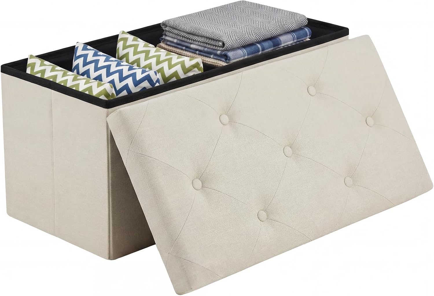 Detalle de Sweetcrispy Storage Ottoman Bench, 43-Inch
