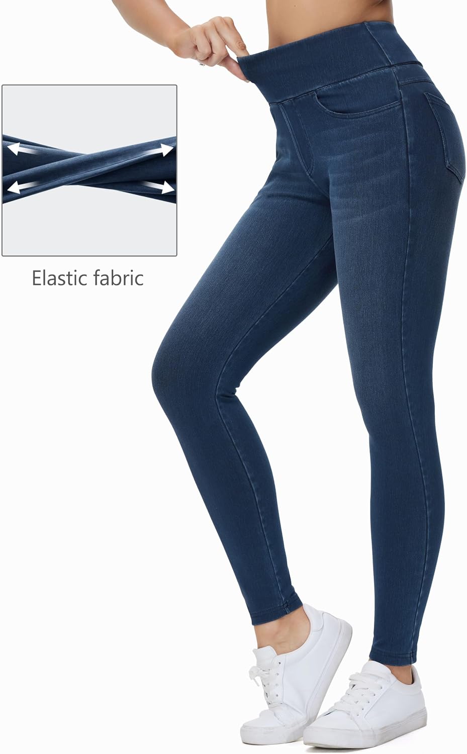 Thumbnail 3 de THE GYM PEOPLE Damen Jeggings Stretch High Waist Bauchkontrolle mit Taschen – Skinny Jeans-Leggings
