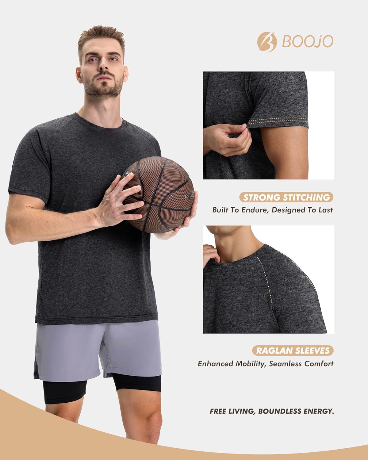 Thumbnail 3 de BOOJO 7-Pack Men’s Workout Shirts (Quick-Dry Moisture-Wicking Tees)
