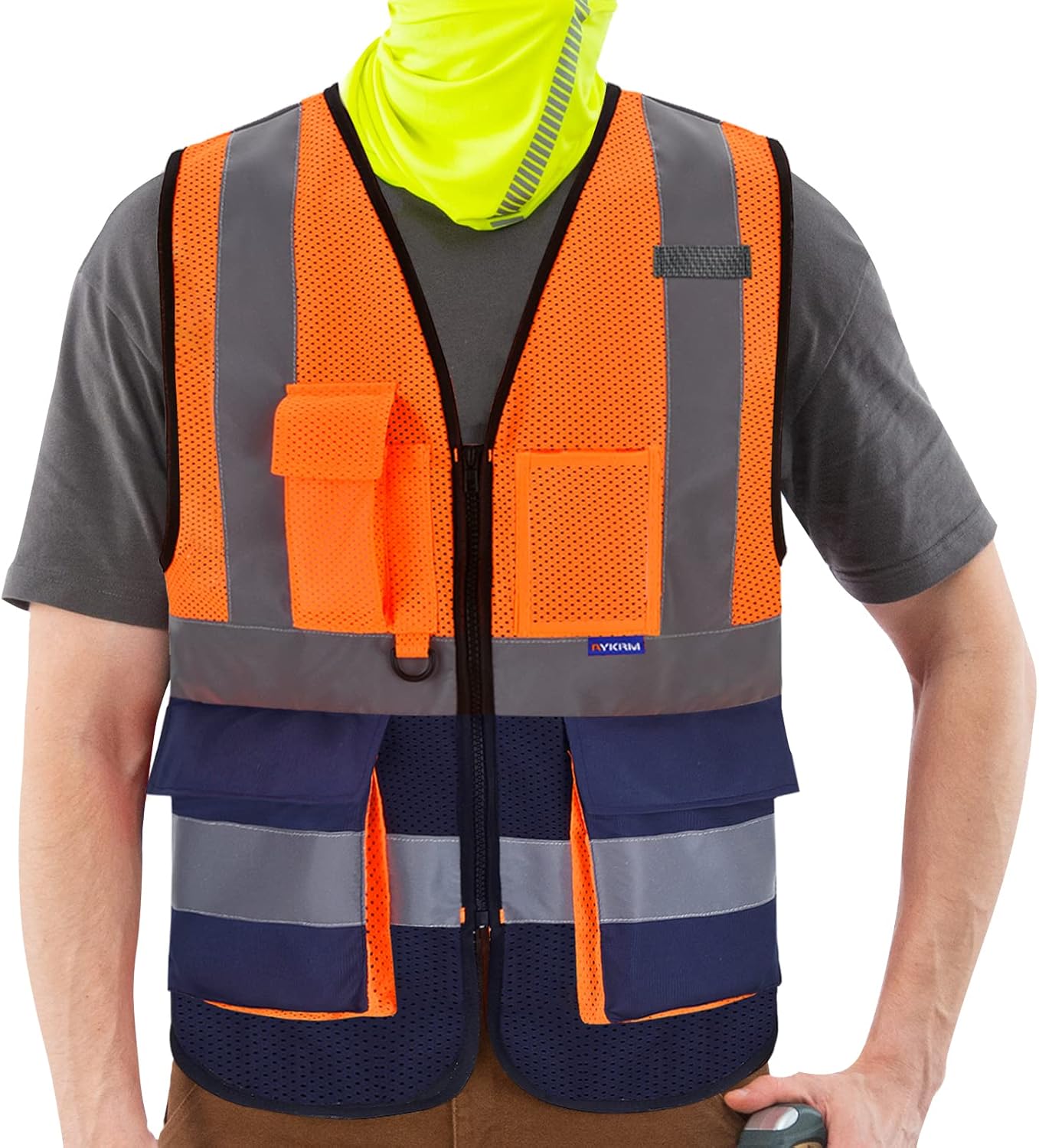 Thumbnail 4 de AYKRM Gilet de sécurité réfléchissant Noir Haute Visibilité – Mesh avant, bandes réfléchissantes