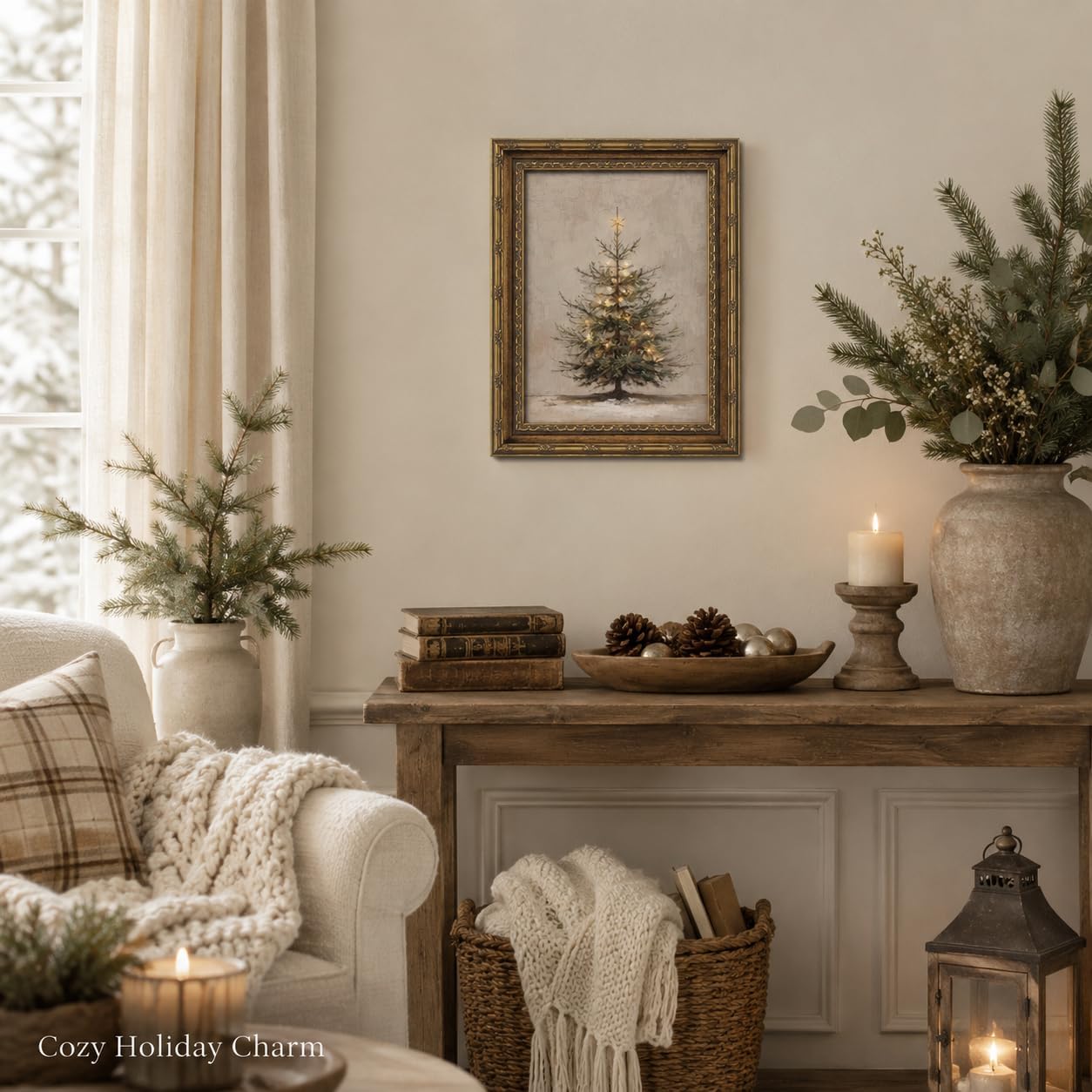 Thumbnail 1 de Gold Framed Christmas Tree Wall Art, 12x16 inch