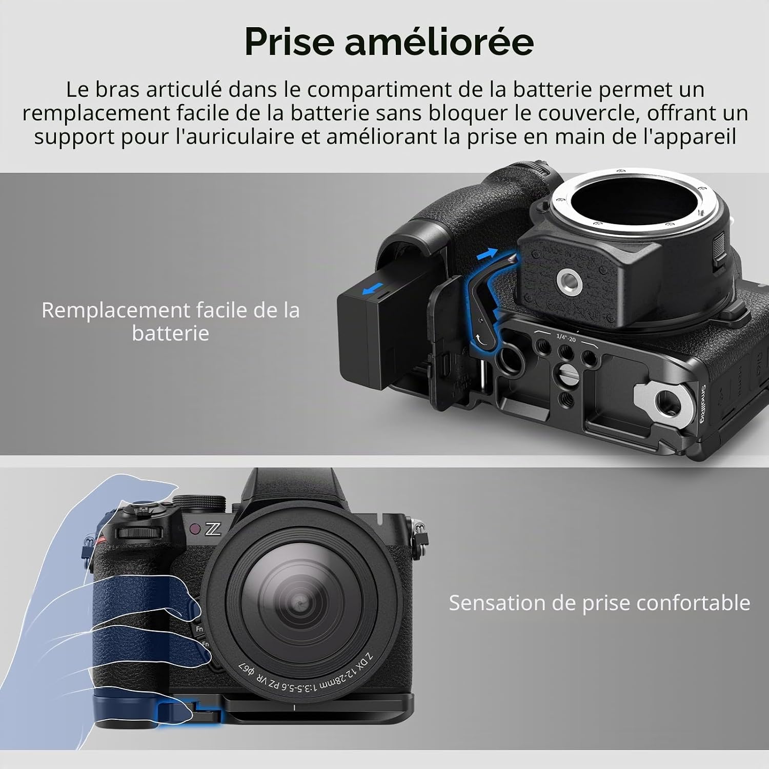 Detalle 2 de SmallRig plaque de base Z50 II pour Nikon Z50 II avec dégagement rapide Arca et interfaces 1/4”-20, QD