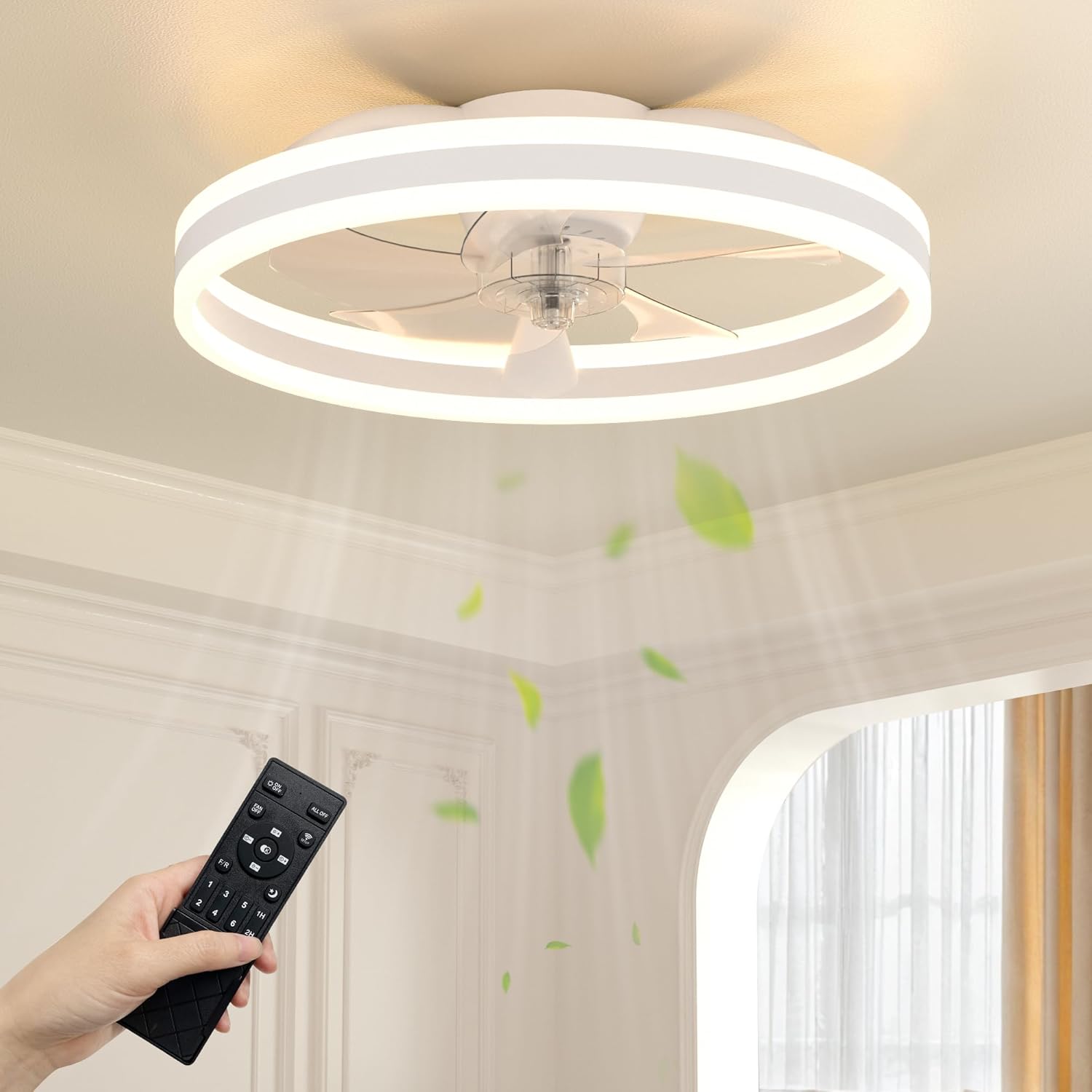 Detalle de NIORSUN 50cm Ceiling Fan with Light 6-speed 🌬