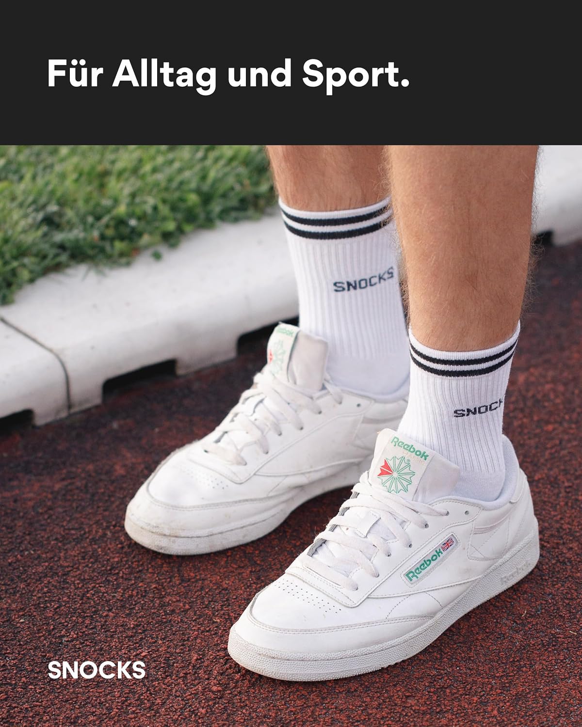 Detalle de Snocks Retro Socken aus Bio-Baumwolle (4 Paar) – lange Tennissocken mit Streifen für Damen & Herren, Gr. 35–50