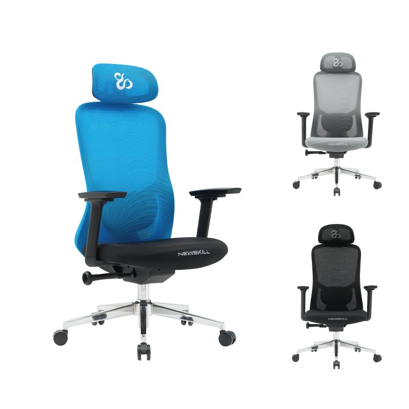 Detalle de Newskill NUE: Silla Gaming Ergonómica de Malla Transpirable con Soporte Lumbar (Negro-Azul)