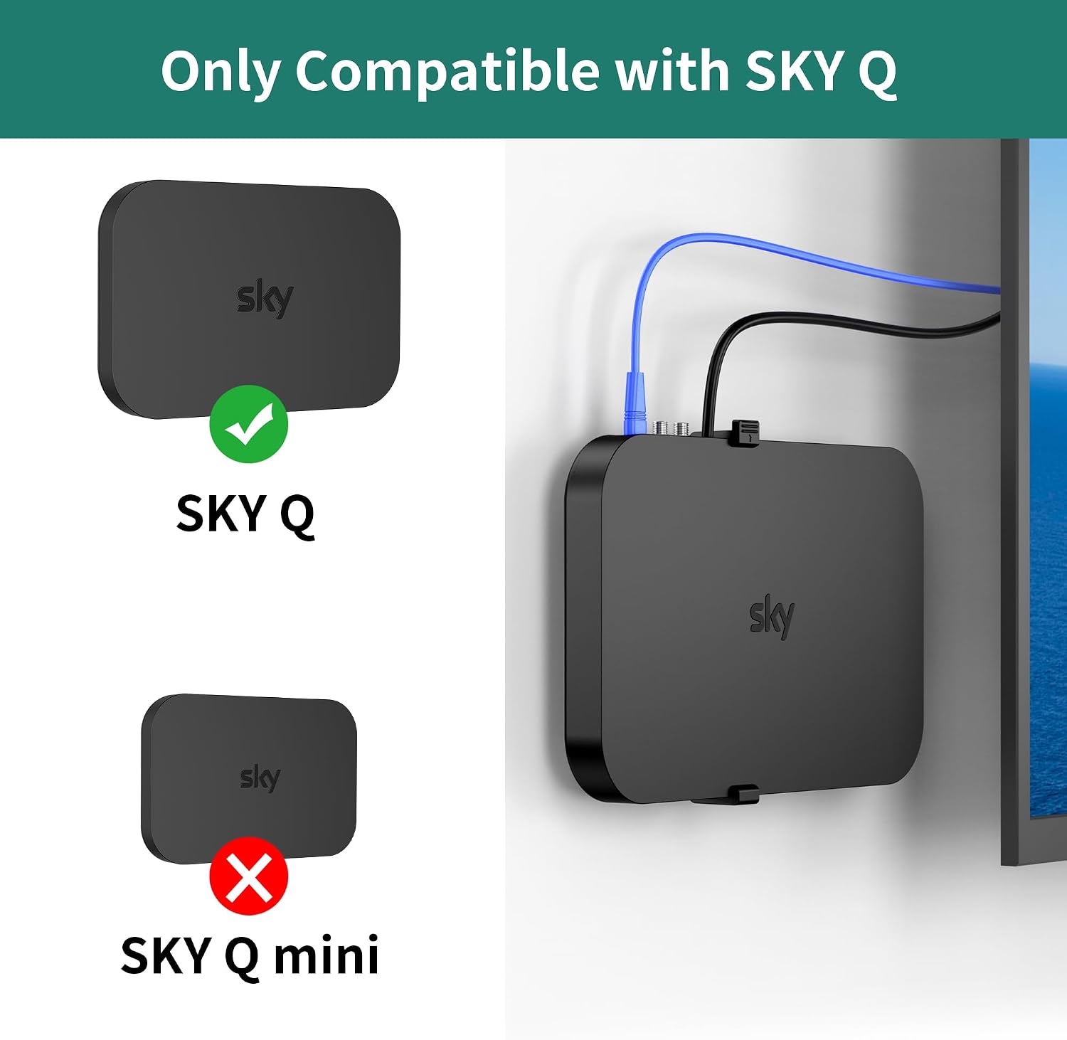 Thumbnail 1 de HomeMount Sky Q Box Wall Mount Bracket — Vertical Screw Fixing Behind TV