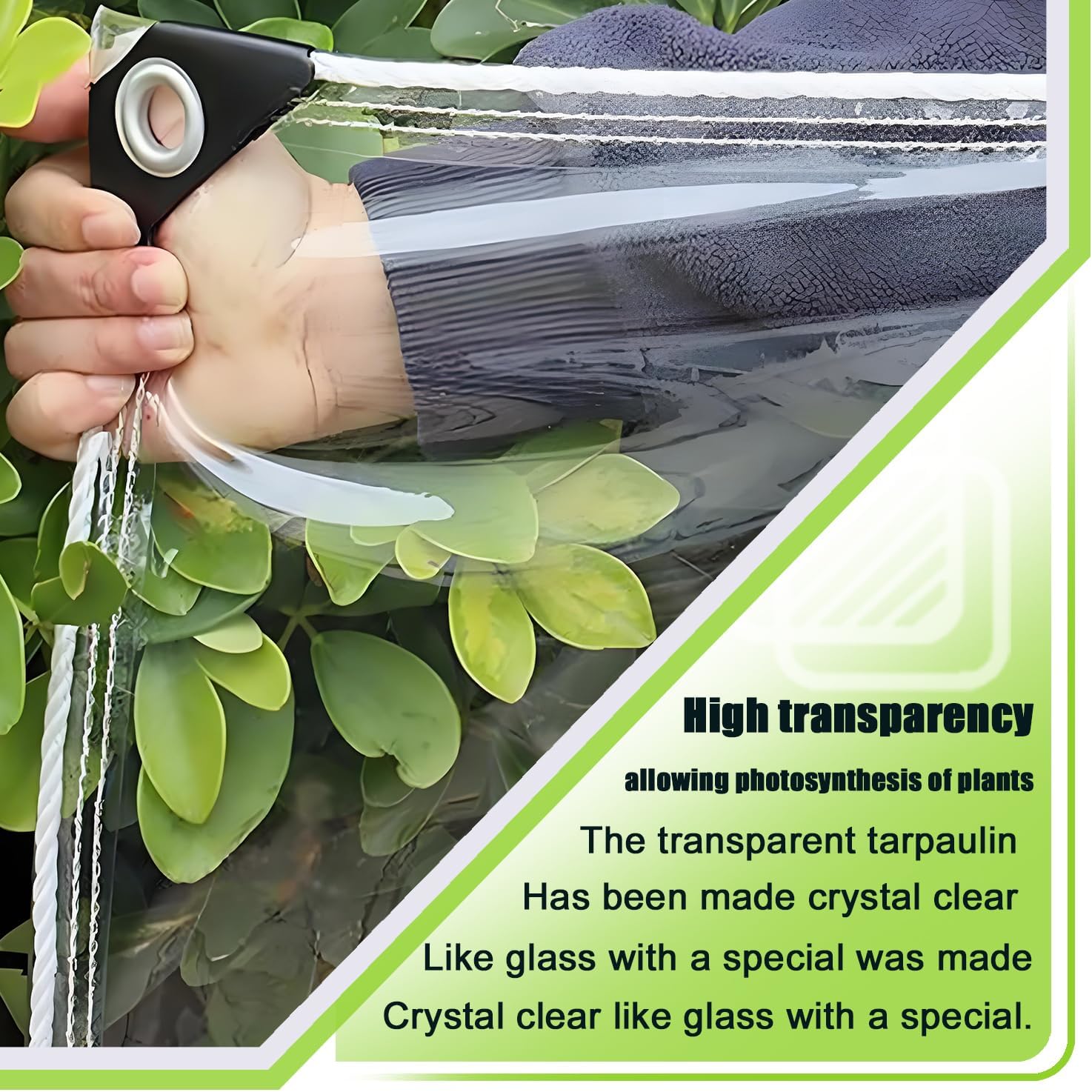 Detalle de Wasserdicht Transparent Plane mit Ösen 2x4M (BxL) – klare Abdeckung für Garten, Gewächshaus und Co.