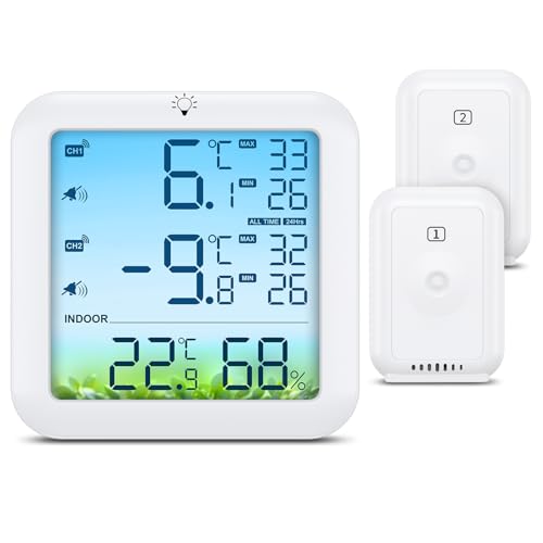 Detalle de ORIA Wireless Fridge Freezer Thermometer with 2 Sensors and Alarms