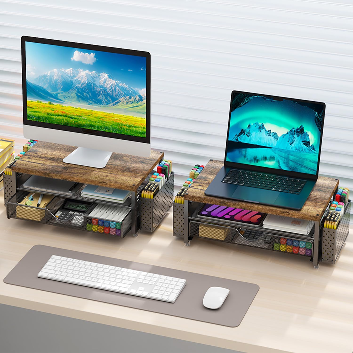 Detalle 2 de Monitor riser desk organiser with drawer