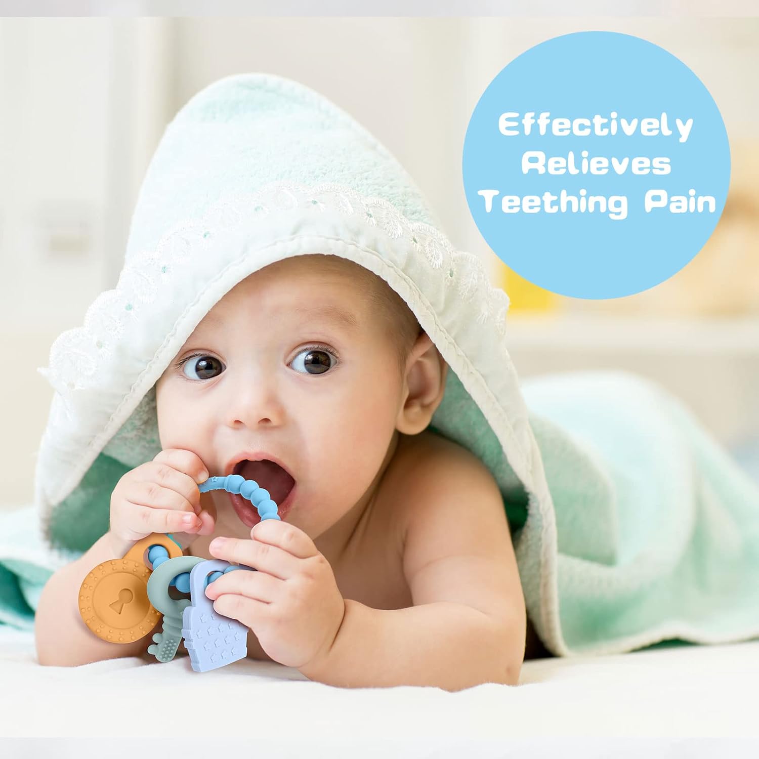 Thumbnail 4 de Vicloon Baby Teething Toys Silicone Teether (BPA-free) – Light Blue