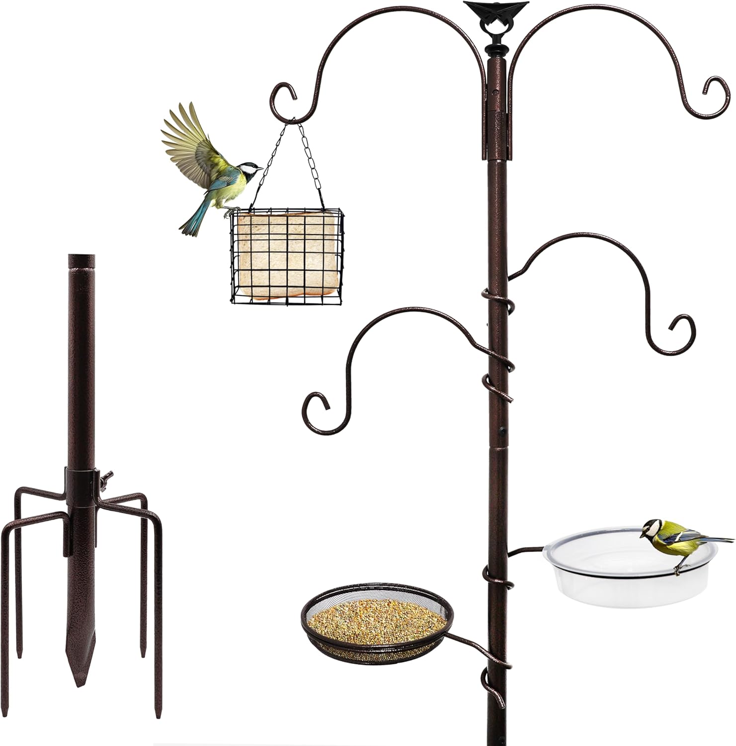 Thumbnail 6 de Heavy Duty Bird Feeding Station Kit, 230cm Antique Bronze - Squirrel Baffle, Rat Proof, Multi-Feeder System