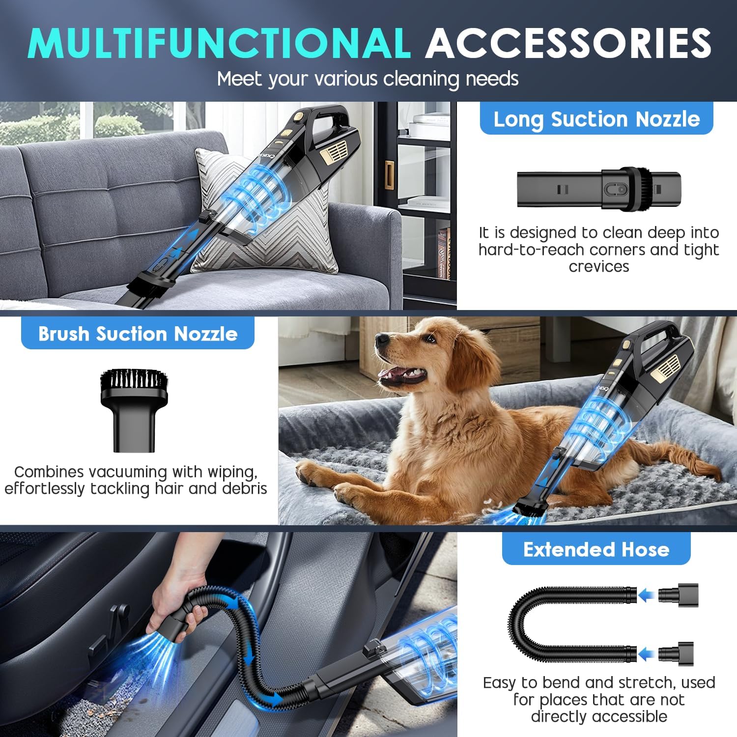 Detalle de CKIKH Handheld Vacuum 15000PA Powerful Suction 🧹