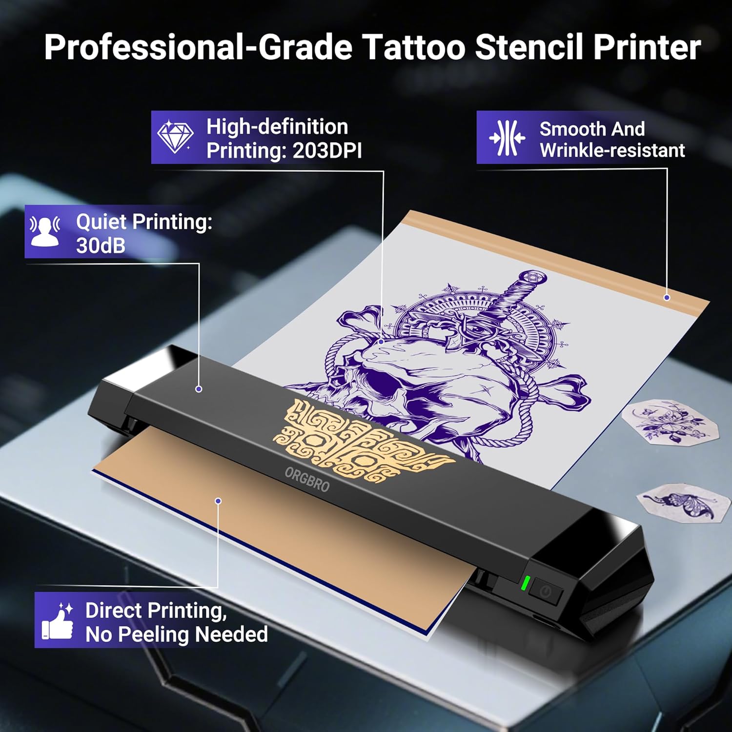 Thumbnail 1 de ORGBRO ORGBRO Tattoo Stencil Printer X8: portable thermal stencil printer with Bluetooth app