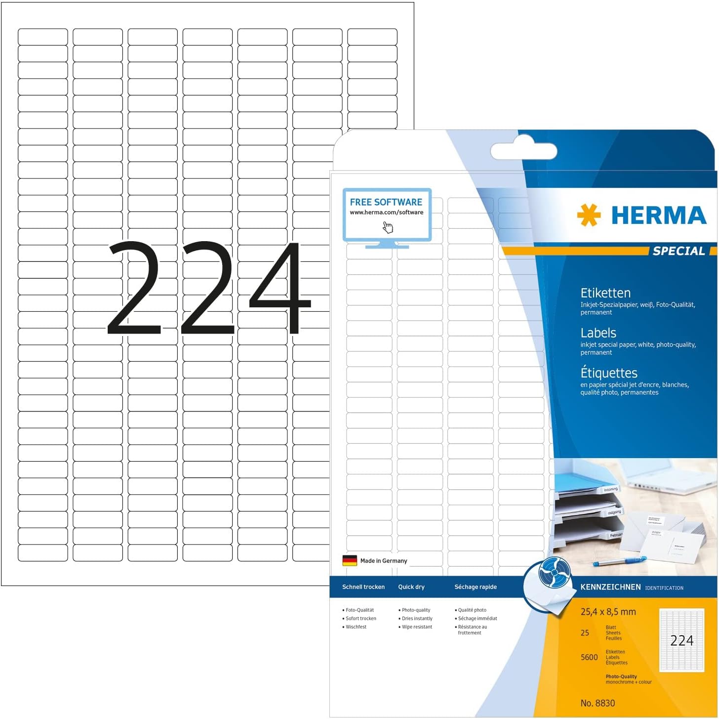 Thumbnail 6 de HERMA Etichette Universali 25,4 x 25,4 mm per stampante inkjet – 66 etichette per foglio, bianco