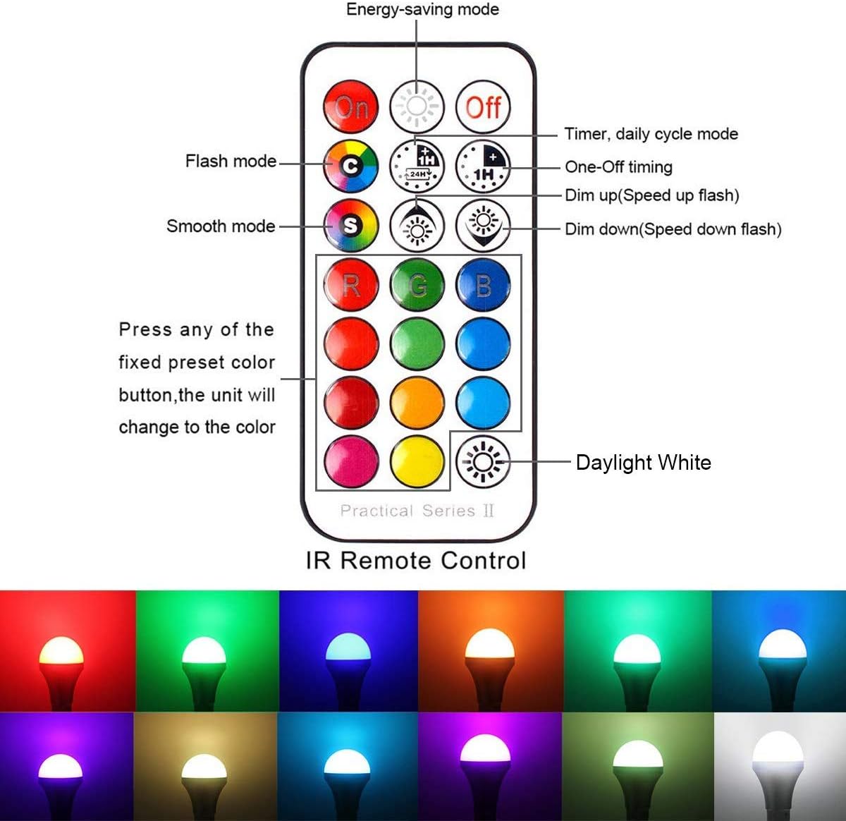 Thumbnail 2 de HYDONG Colour Changing Bulb B22 10W Dimmable (RGBW) with 21-key Remote