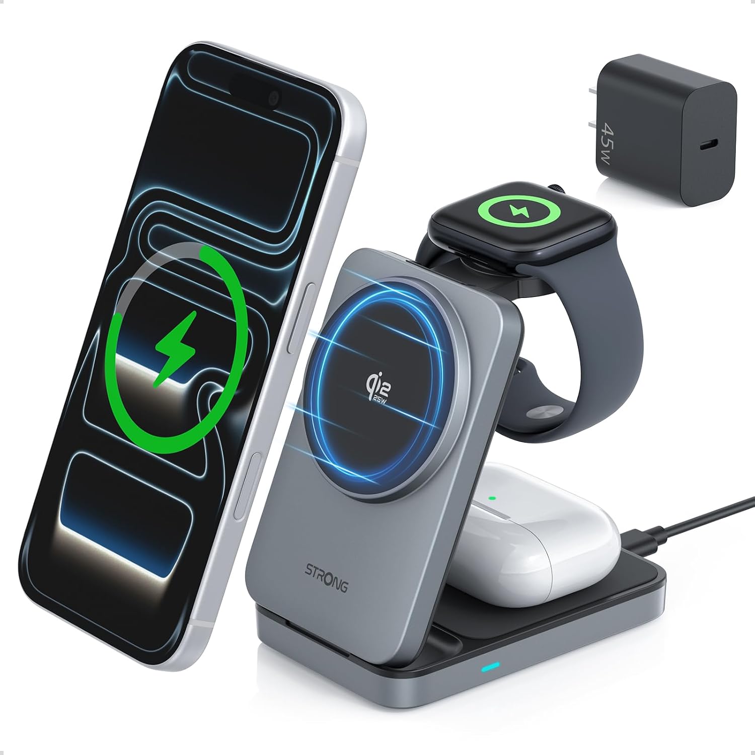 Detalle de STRONG 3-in-1 Wireless Charging Station, 25W