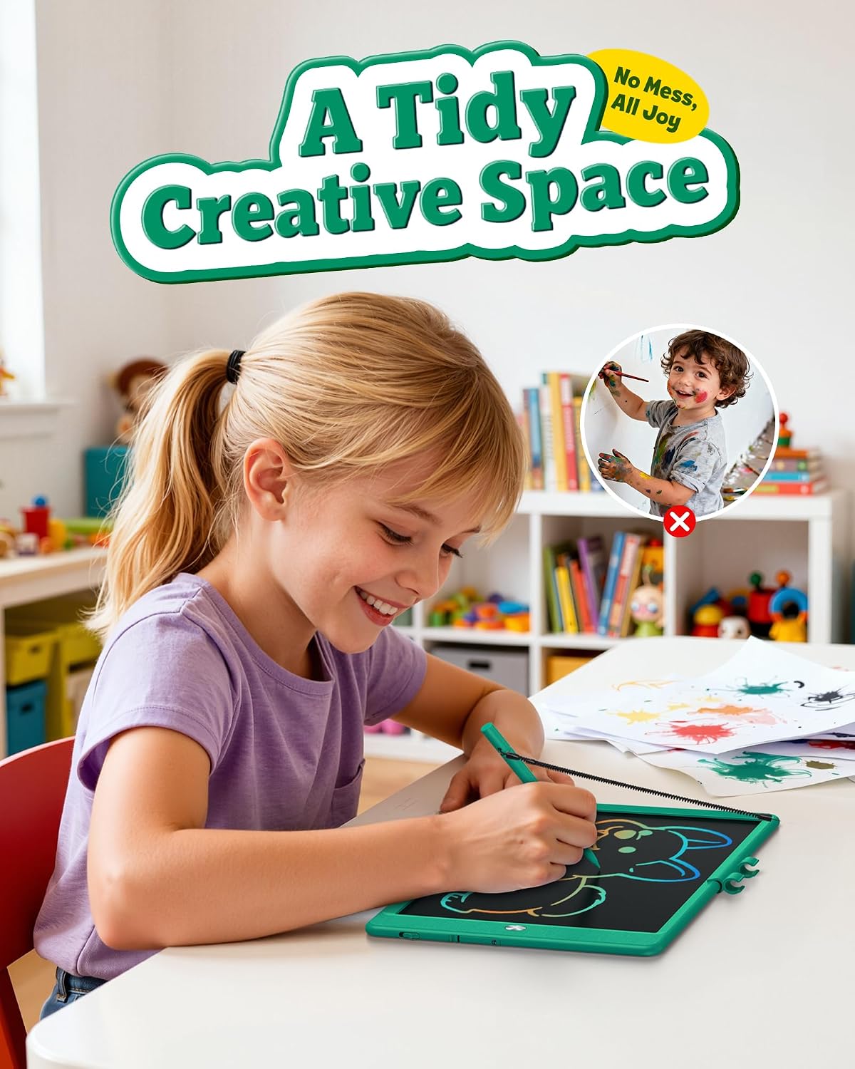 Thumbnail 6 de bravokids LCD01 10-Inch LCD Writing Tablet, Dark Green Drawing Pad