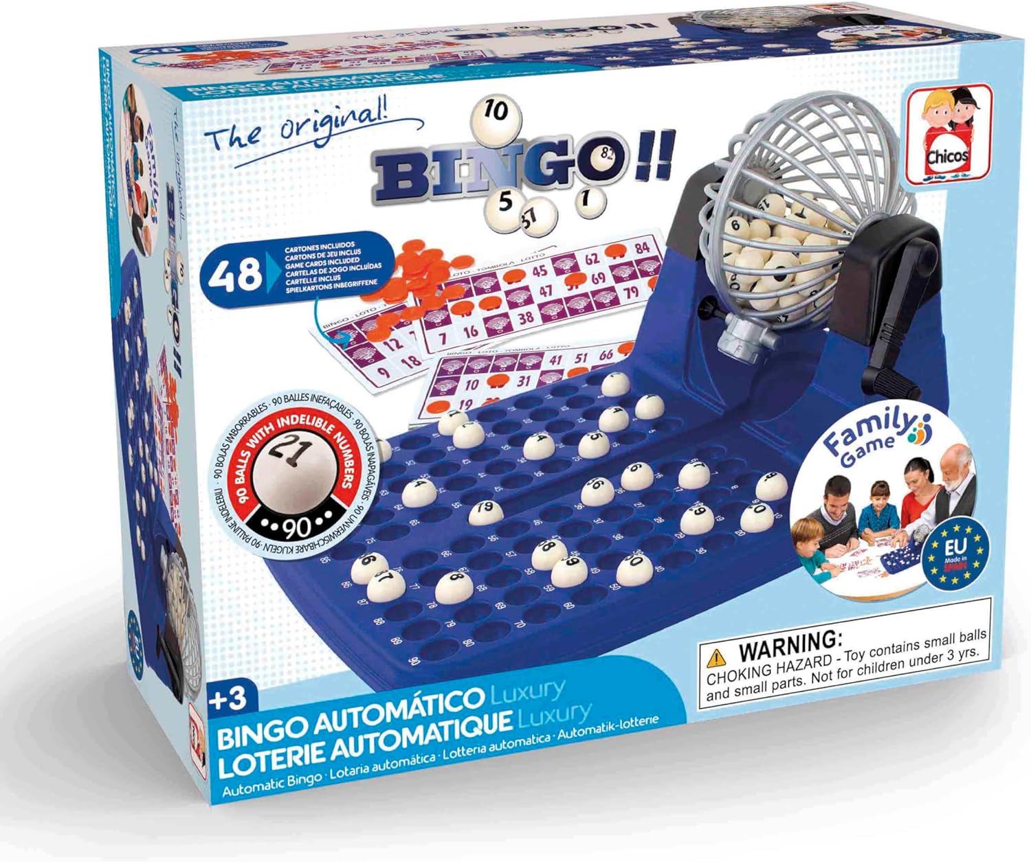 Thumbnail 3 de Chicos Loterie Automatique – Jeu de loto bingo complet avec boulier, 90 boules indélébiles et 48 cartons (ref. 20805)