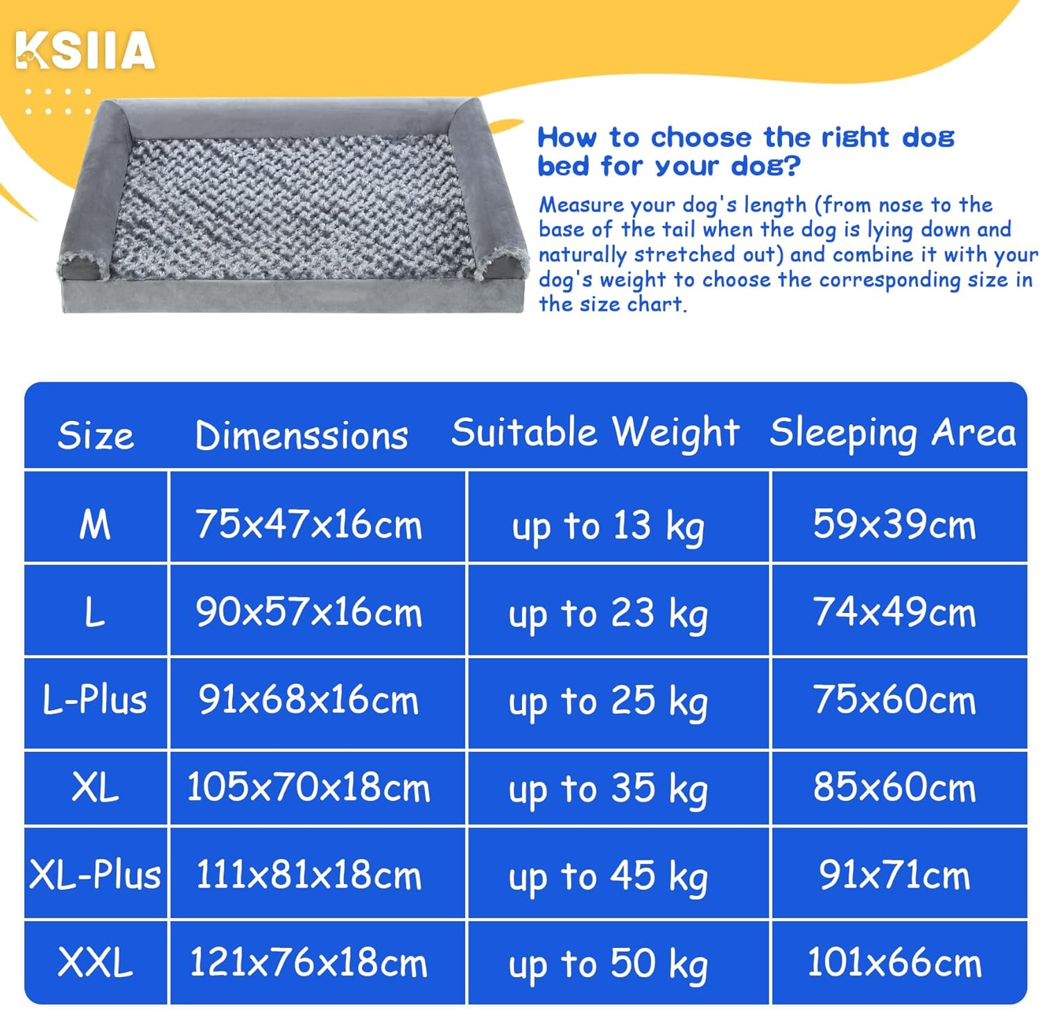 Thumbnail 4 de KSIIA XL Orthopaedic Dog Bed 111x81x18cm