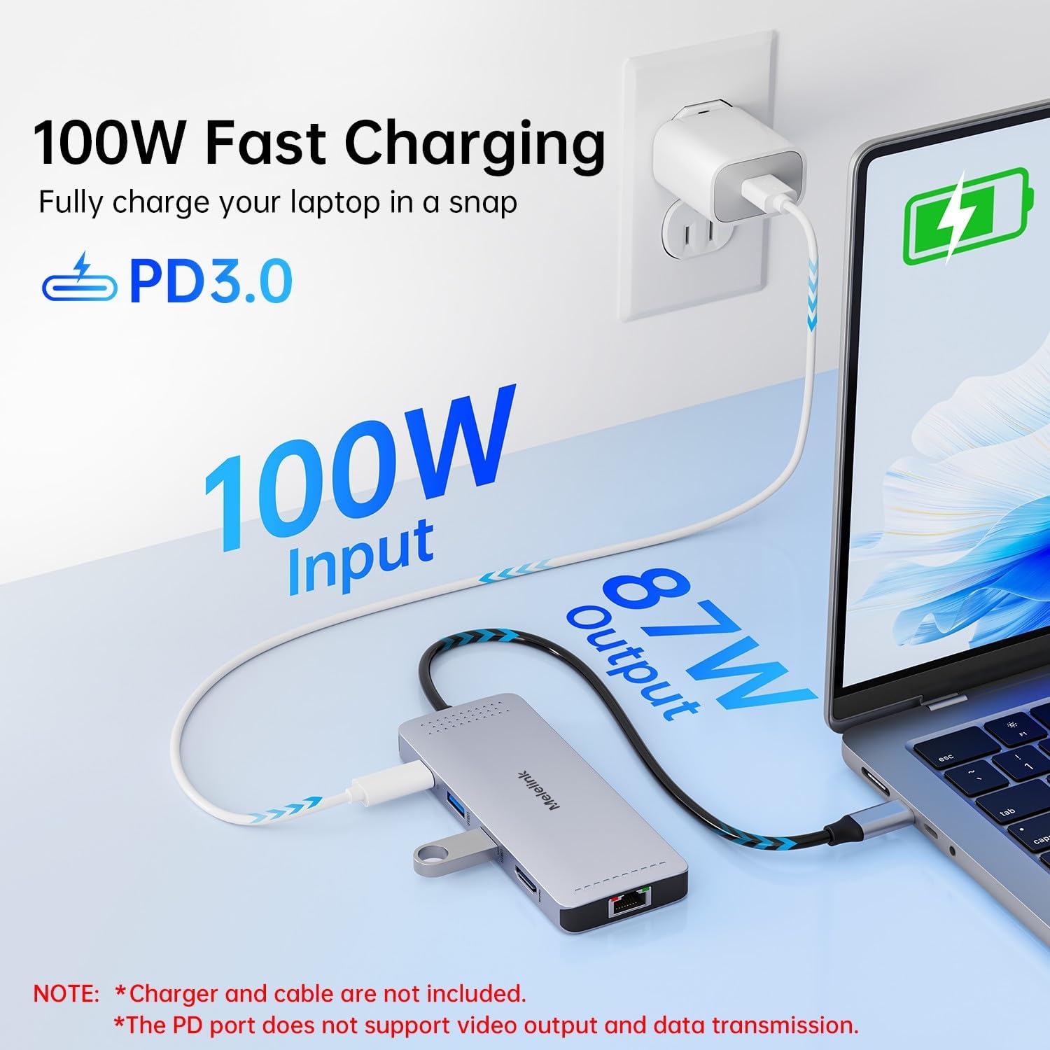 Detalle 1 de Melelink USB C Hub 10 in 1, 100W