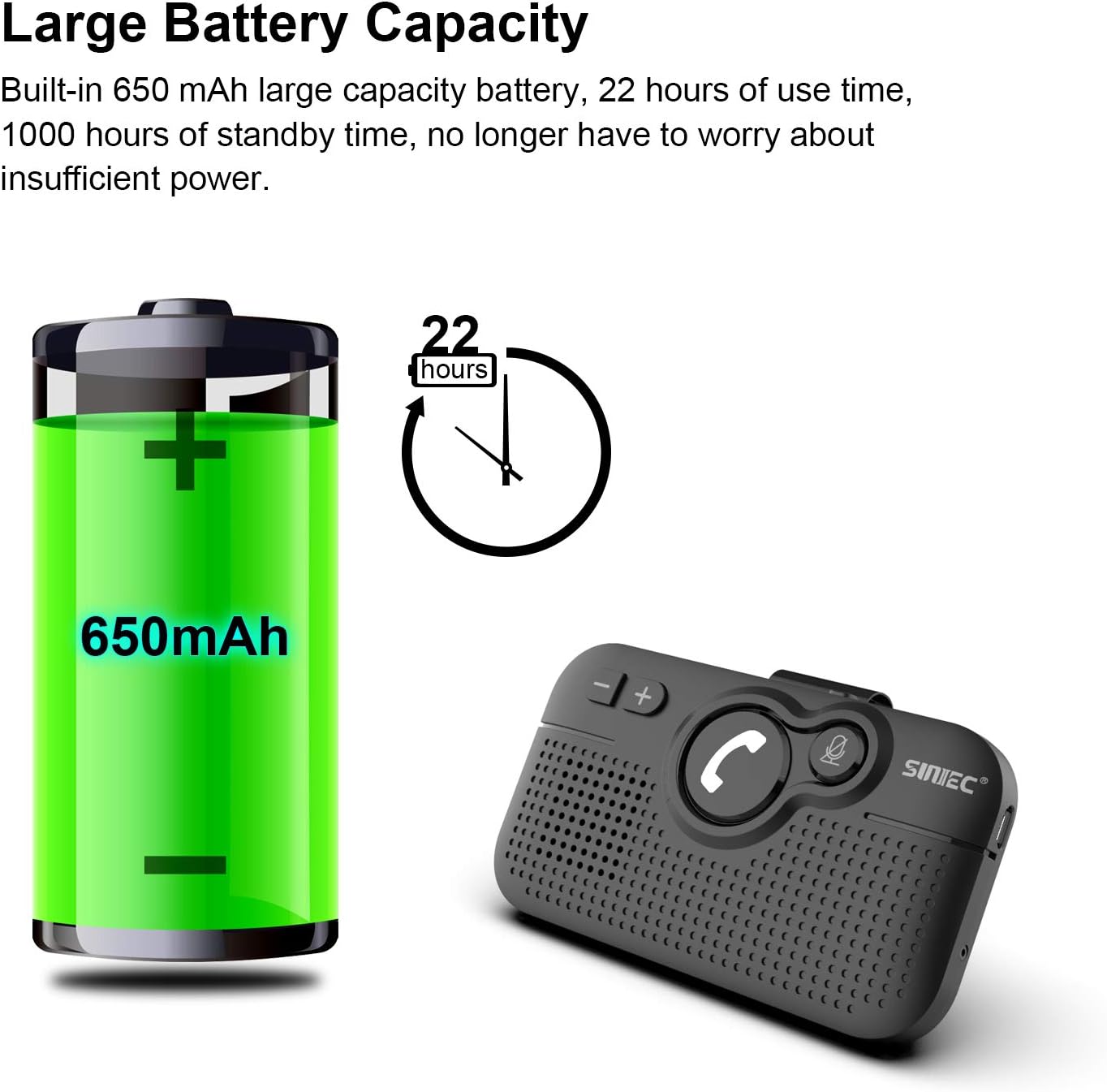 Thumbnail 6 de SUNITEC BC980SA Hands Free Car Phone Kit Bluetooth with Auto Power On and Siri support