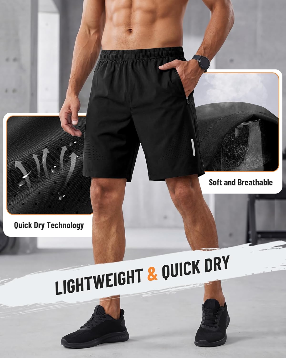 Thumbnail 2 de YUTYTH Men's Gym Running Shorts: Breathable, Quick-Dry 7\" with Zipper Pockets