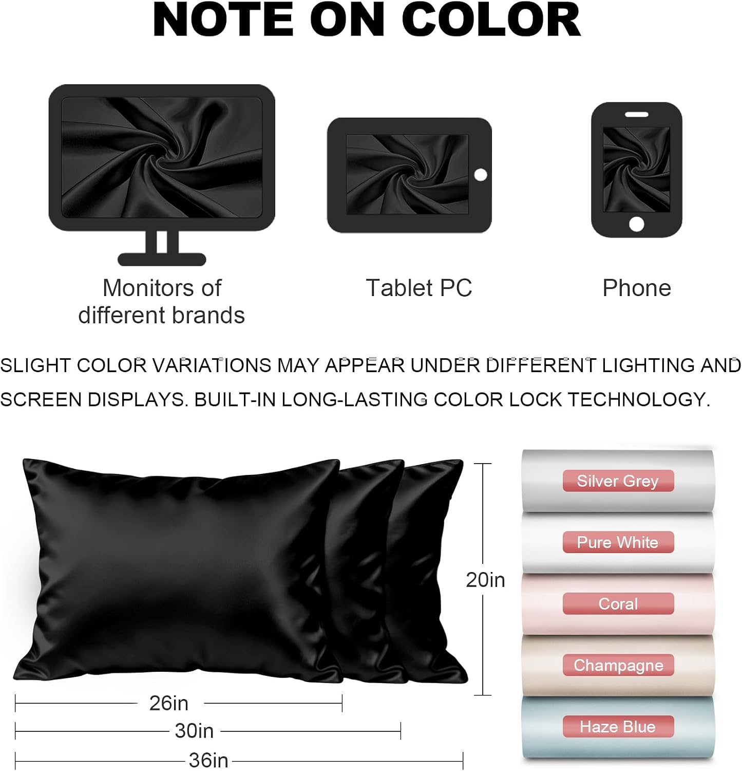 Thumbnail 6 de LYSHIN 19 Momme Mulberry Silk Pillowcase, Standard Size, Black with Hidden Zipper